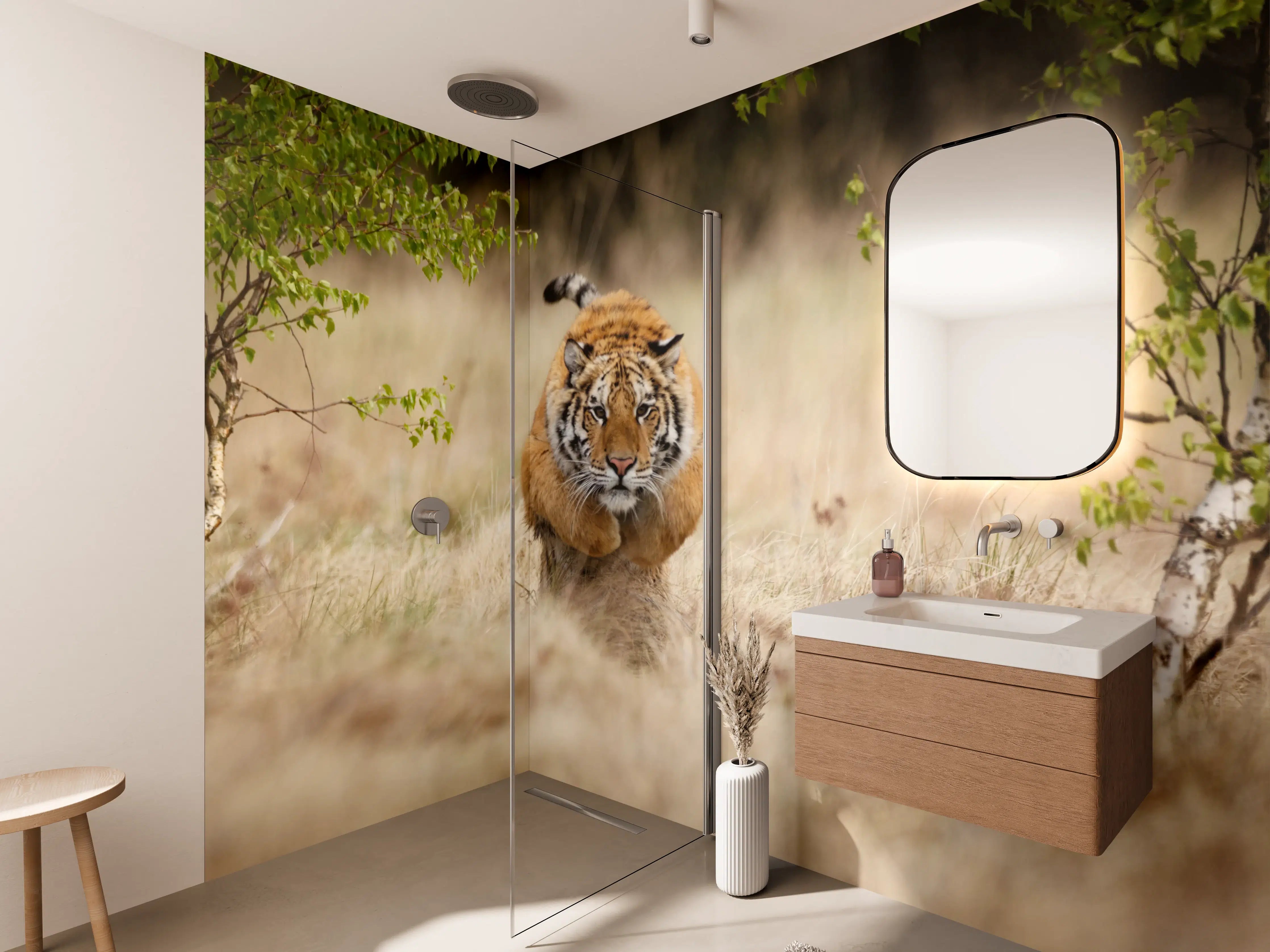 Wandverkleidung Bad - Mächtiger Sibirischer Tiger