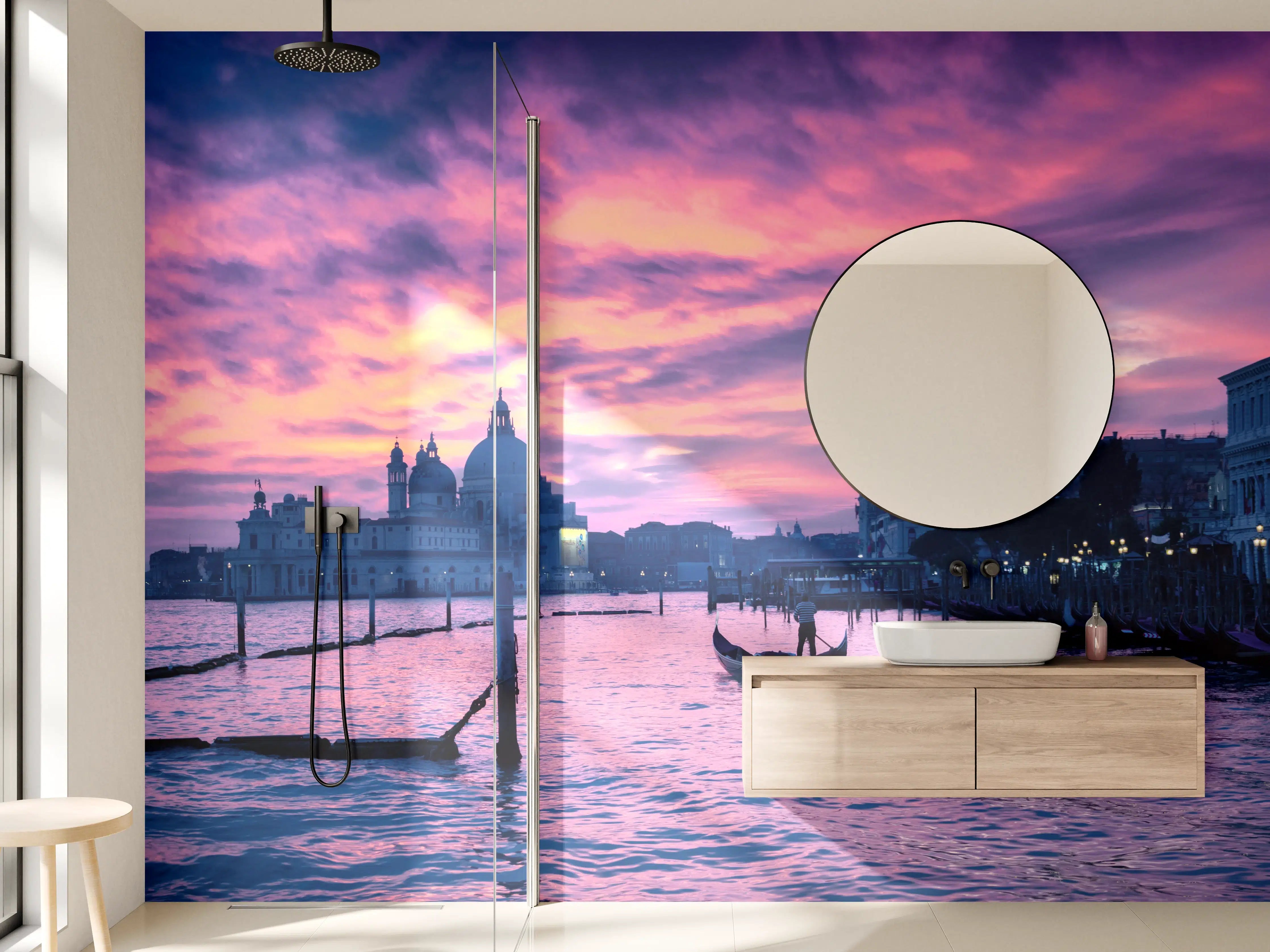 Wandverkleidung Bad - Magischer Sonnenuntergang über Venedig
