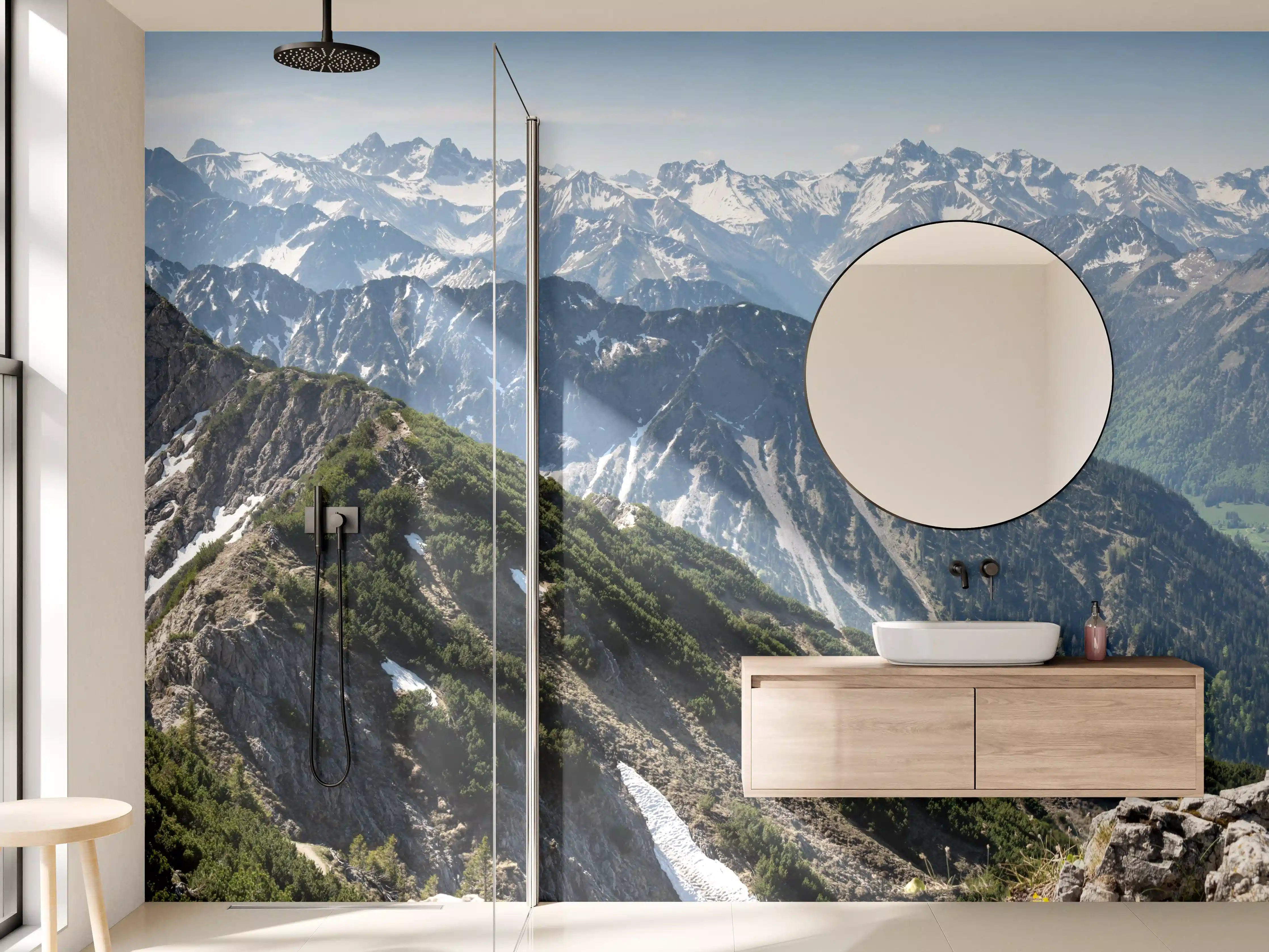 Wandverkleidung Bad - Majestätische Berggipfel in der Alpenregion