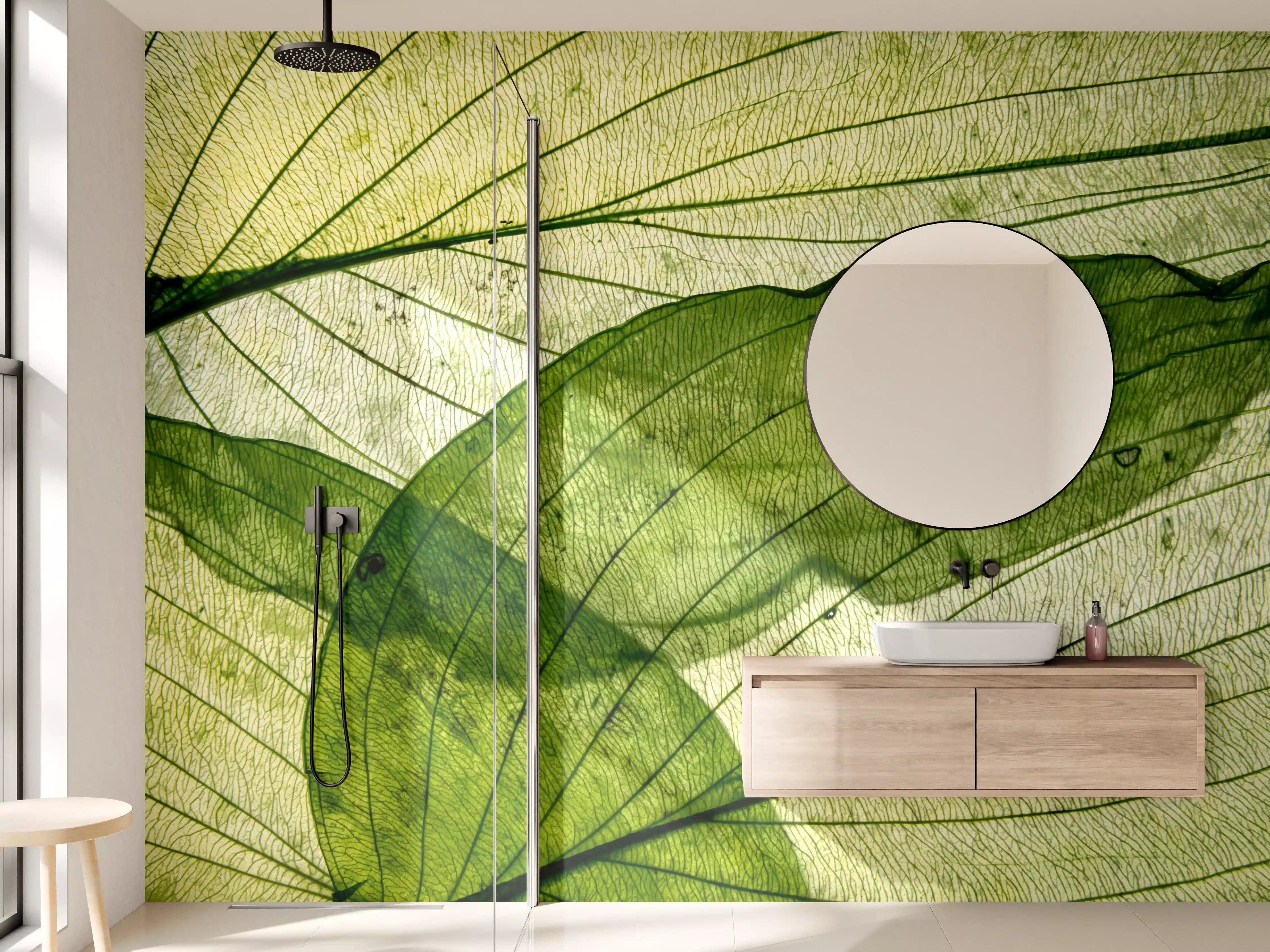 Wandverkleidung Bad - Makrotextur von herbstlich getrockneten Blättern