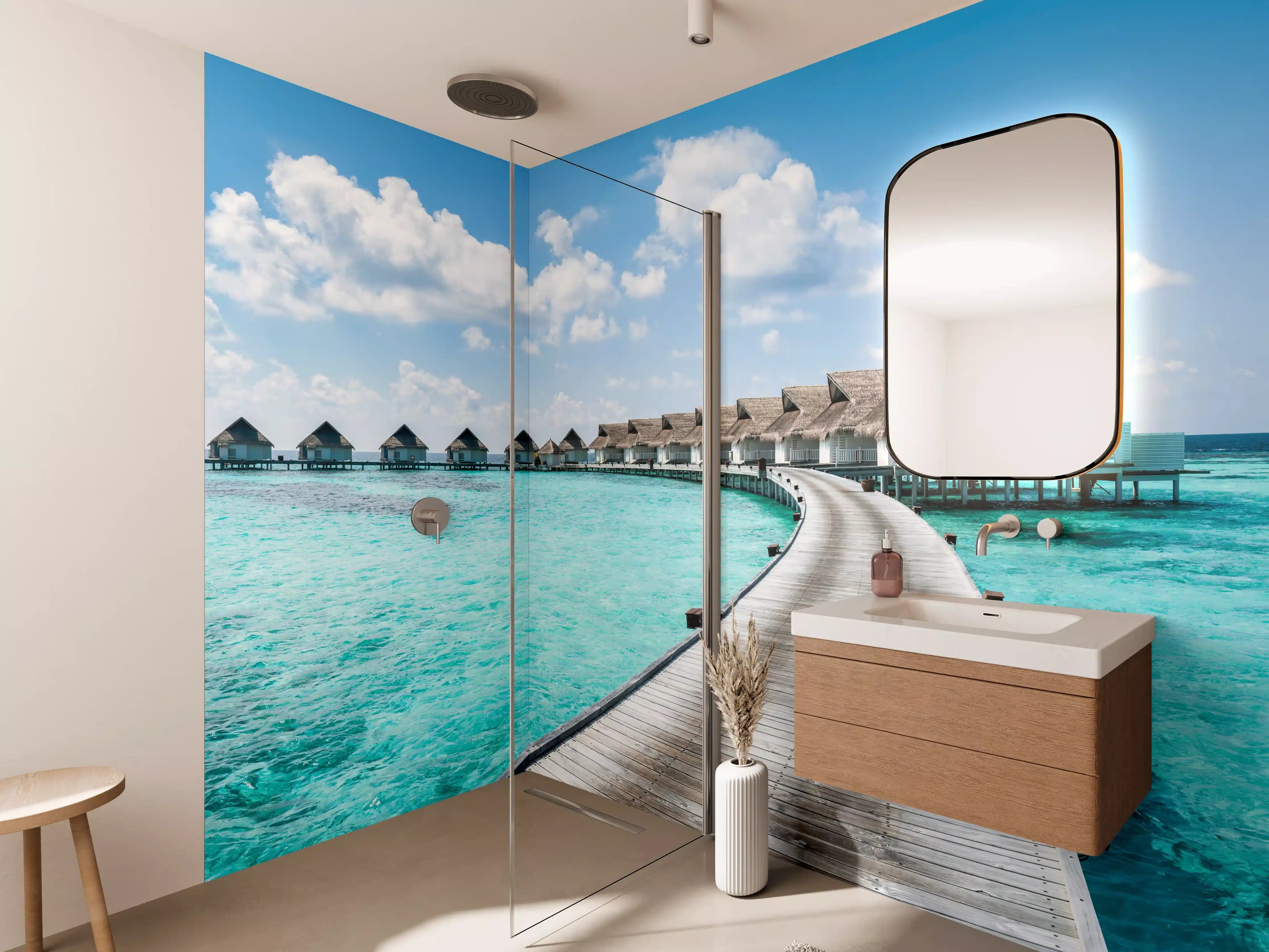 Wandverkleidung Bad - Malediven Wasser-Hotel