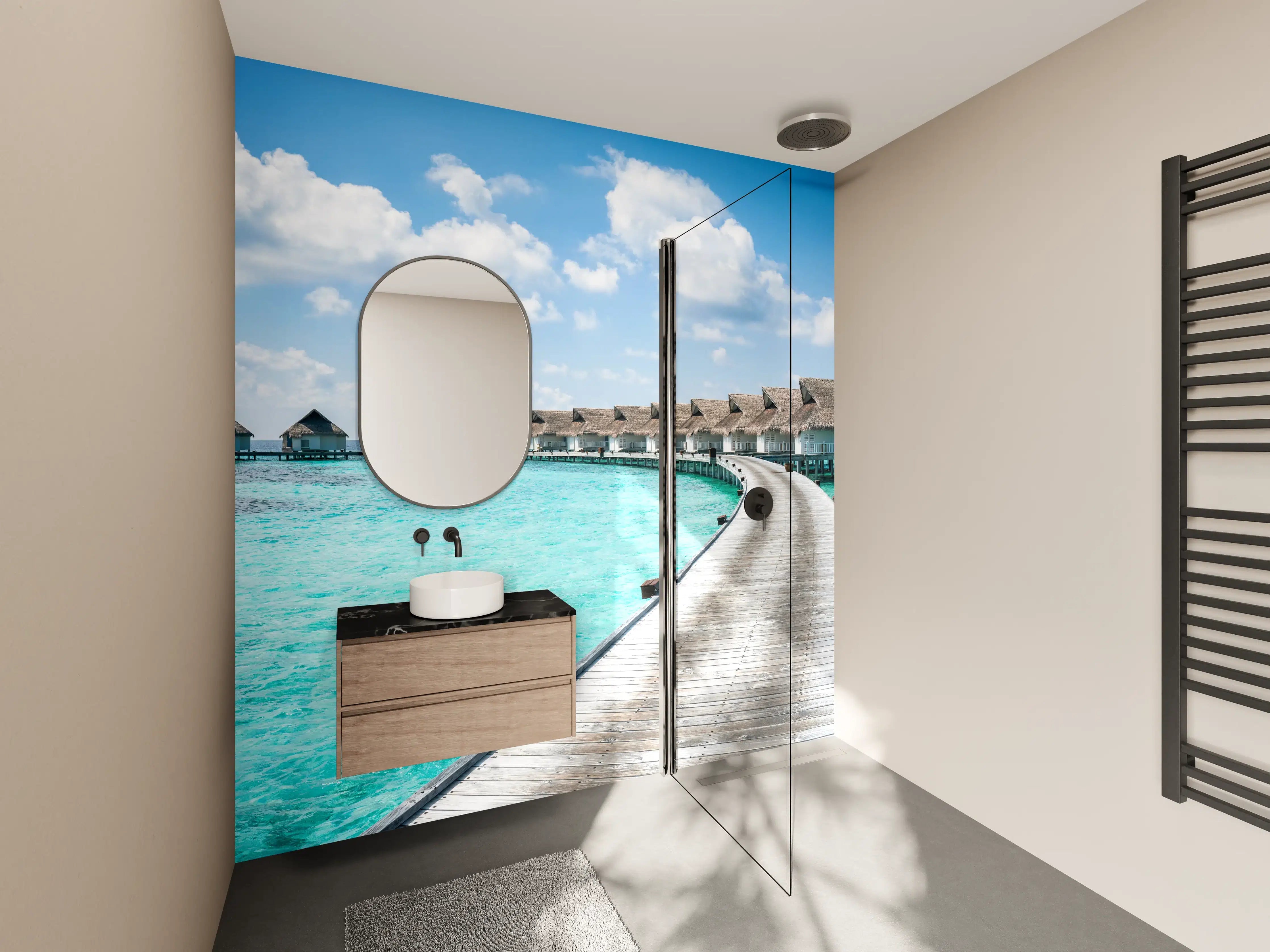 Wandverkleidung Bad - Malediven Wasser-Hotel