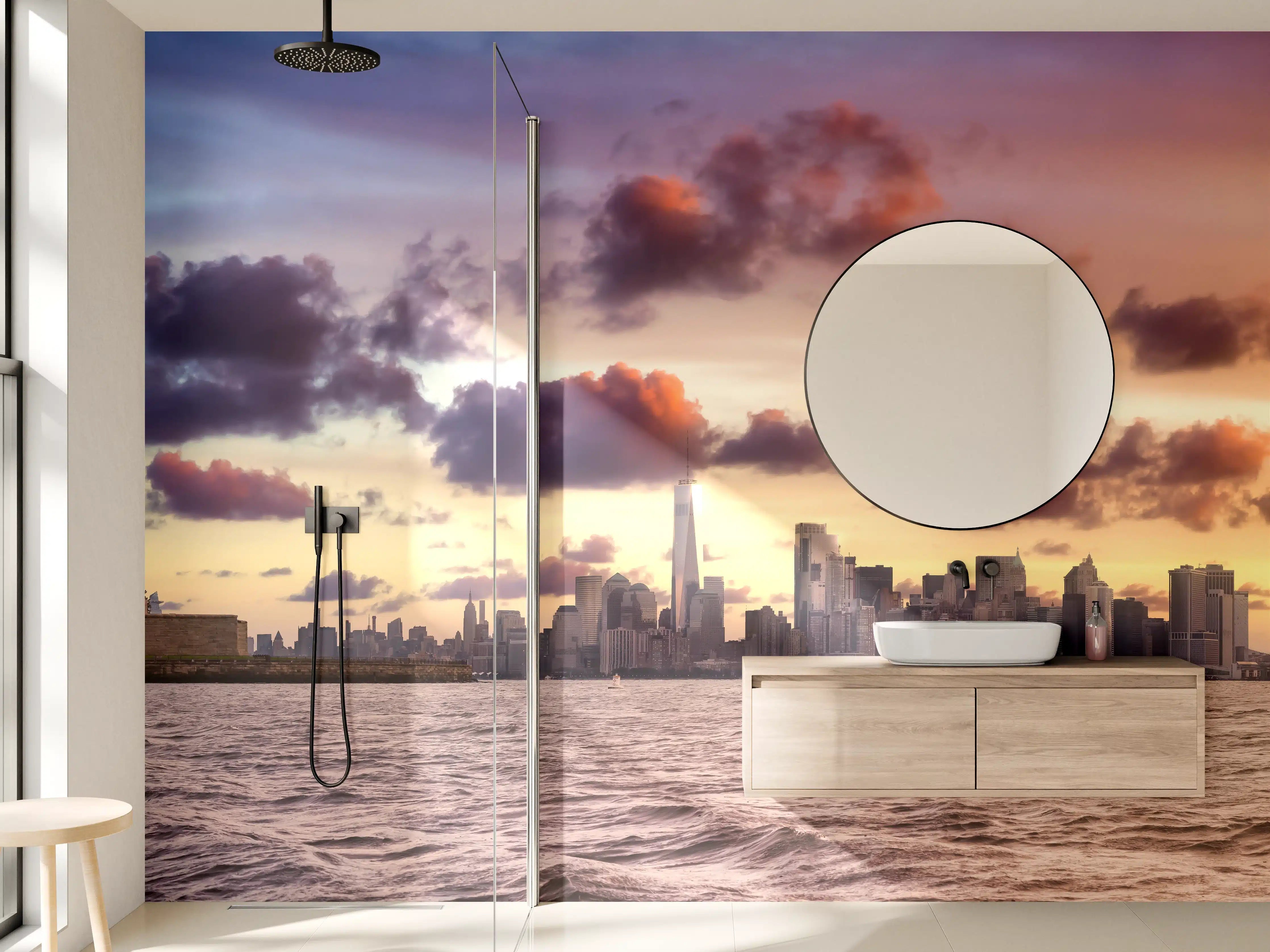 Wandverkleidung Bad - Manhattan Skyline Sonnenuntergang