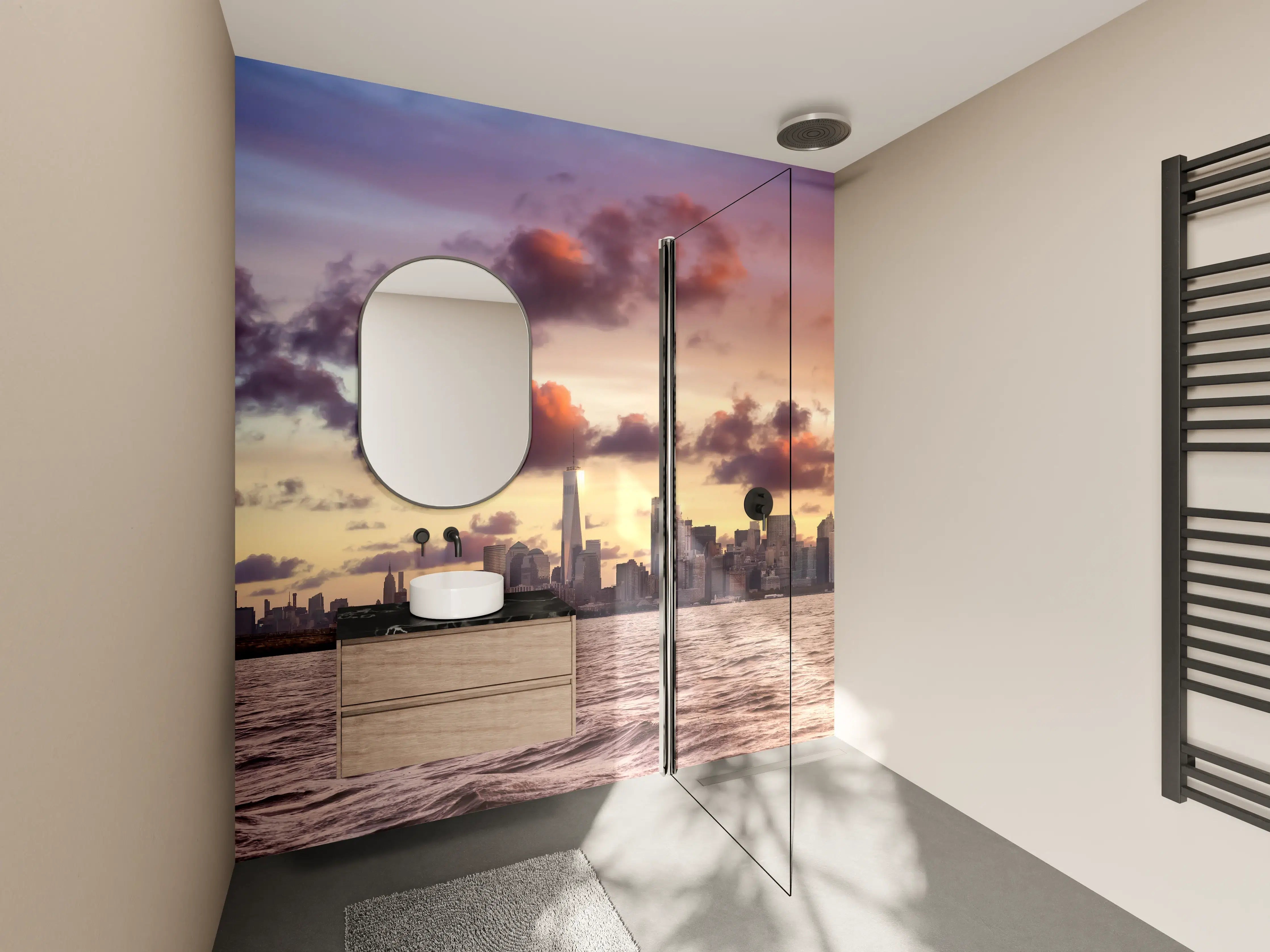 Wandverkleidung Bad - Manhattan Skyline Sonnenuntergang