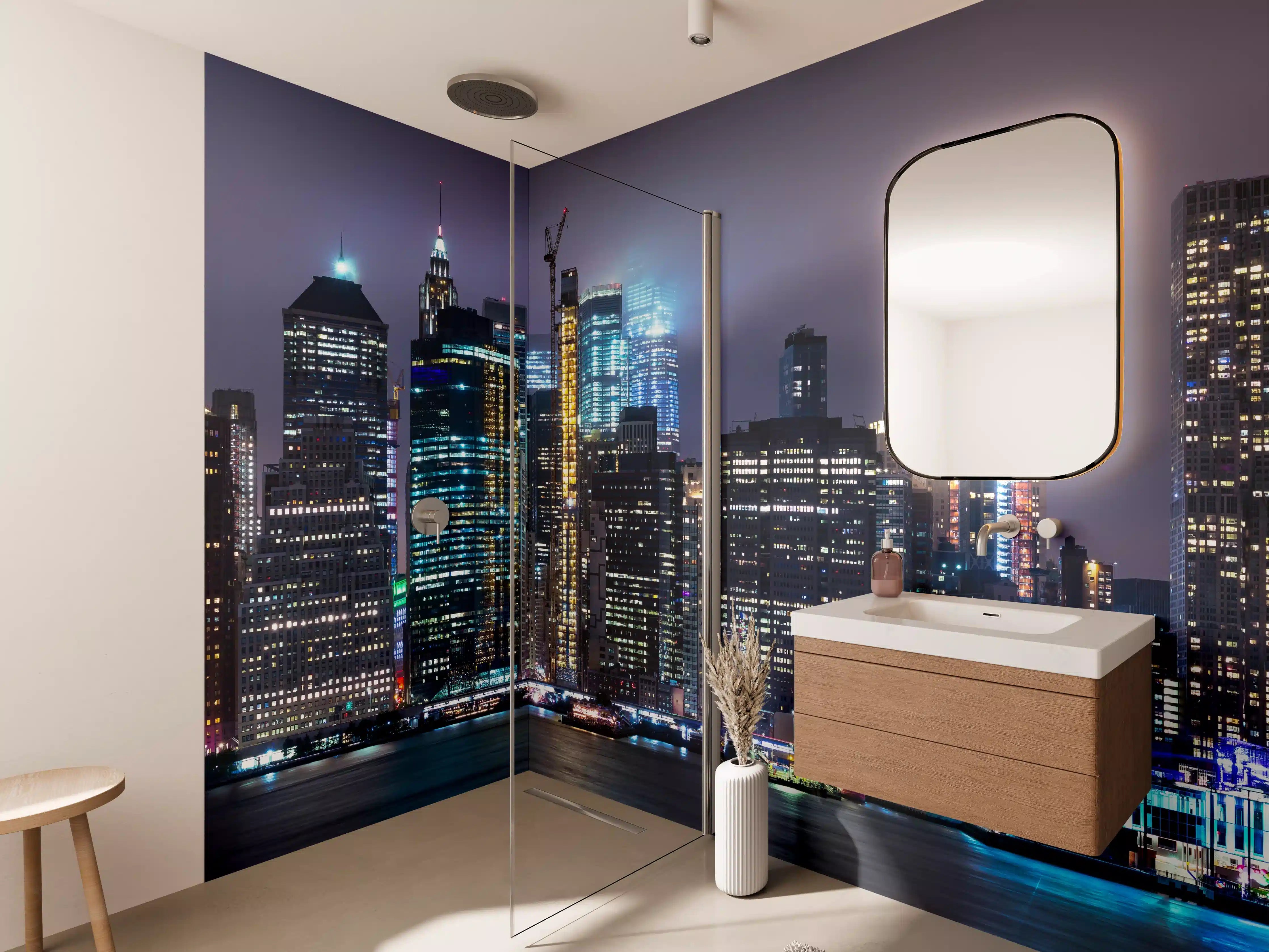 Wandverkleidung Bad - Manhattan Skyline – Stadt der Lichter