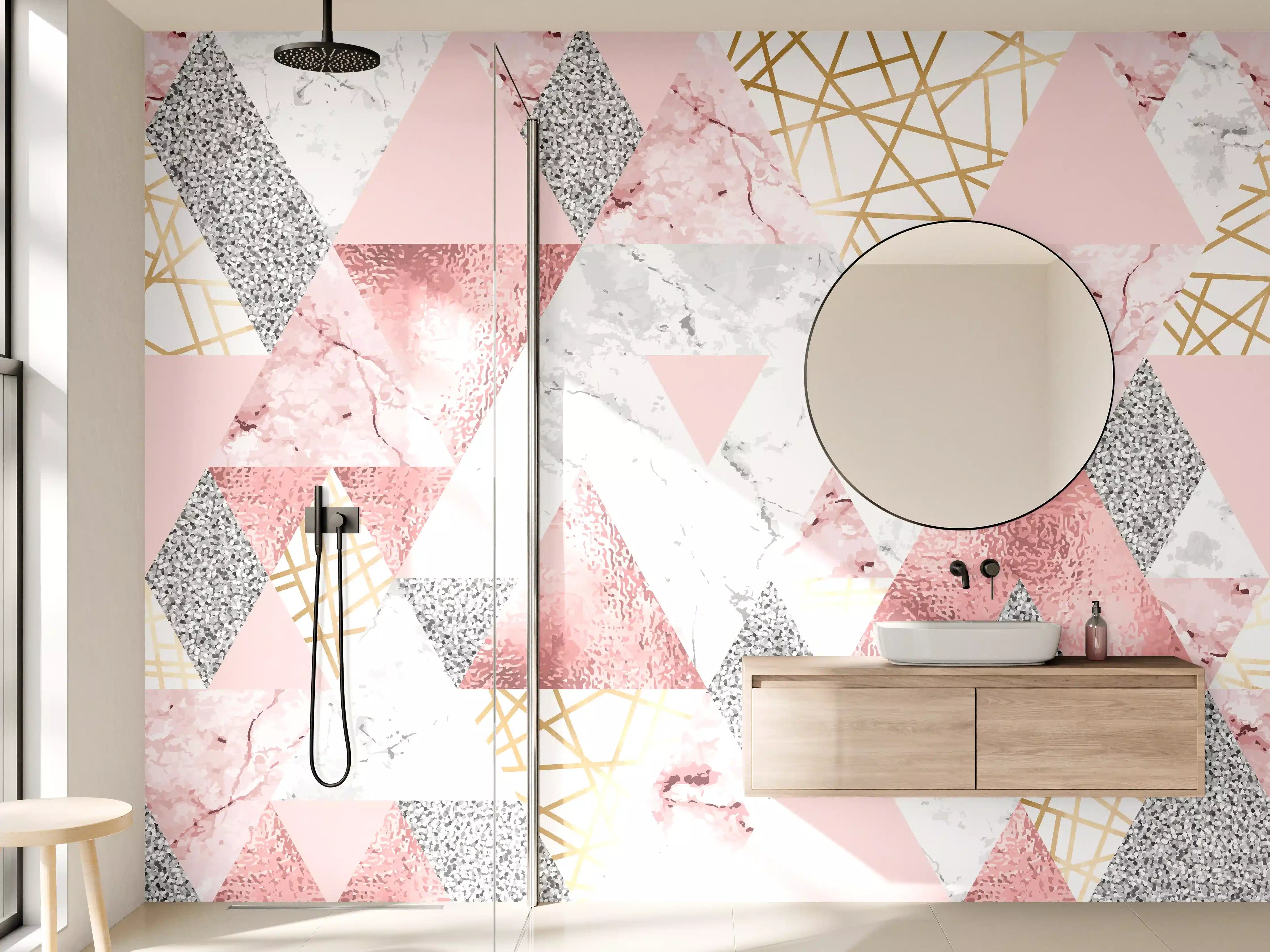 Wandverkleidung Bad - Marble Pattern Rosa Gold Dekor