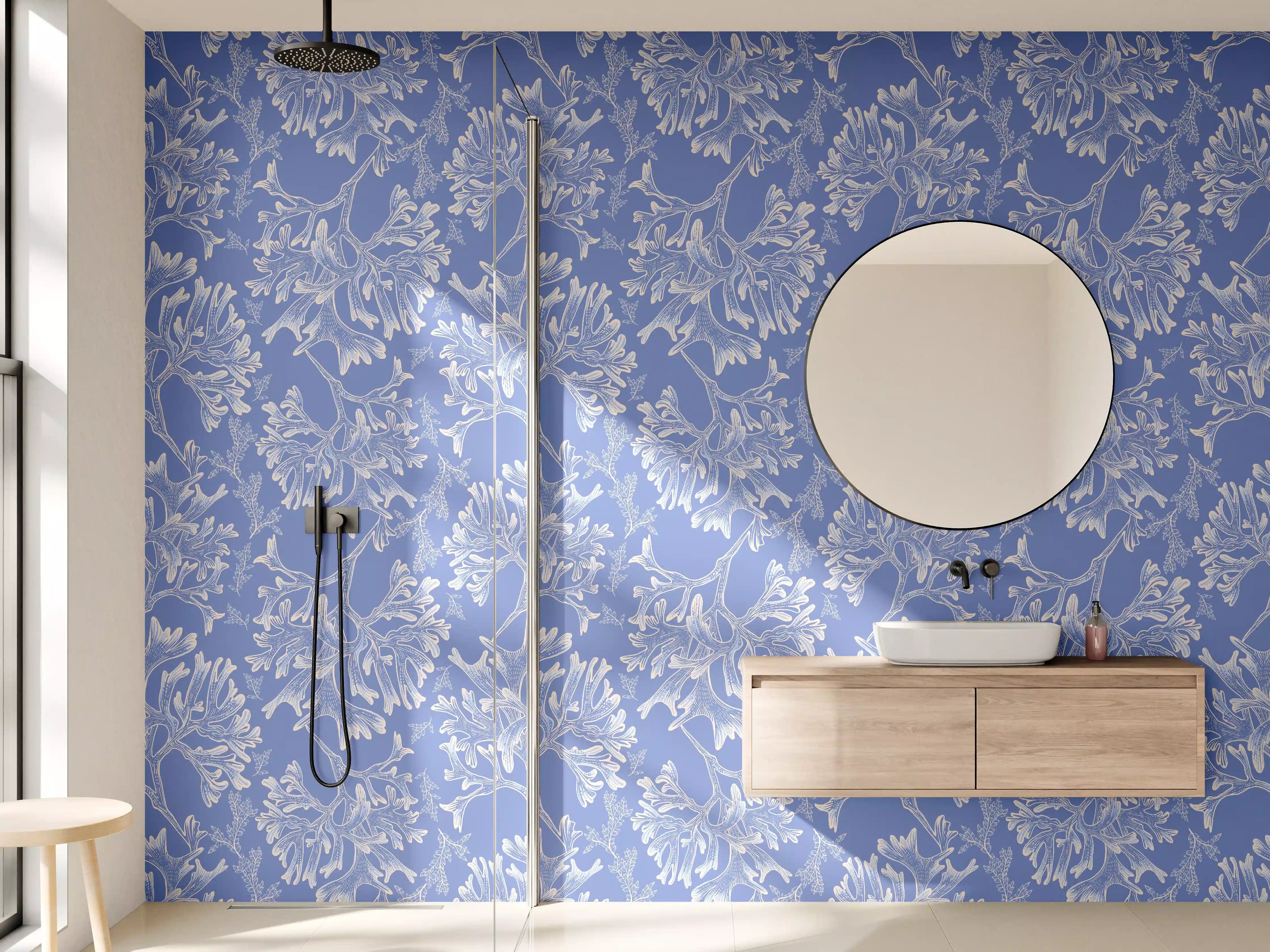Wandverkleidung Bad - Marineblaues Korallenmuster