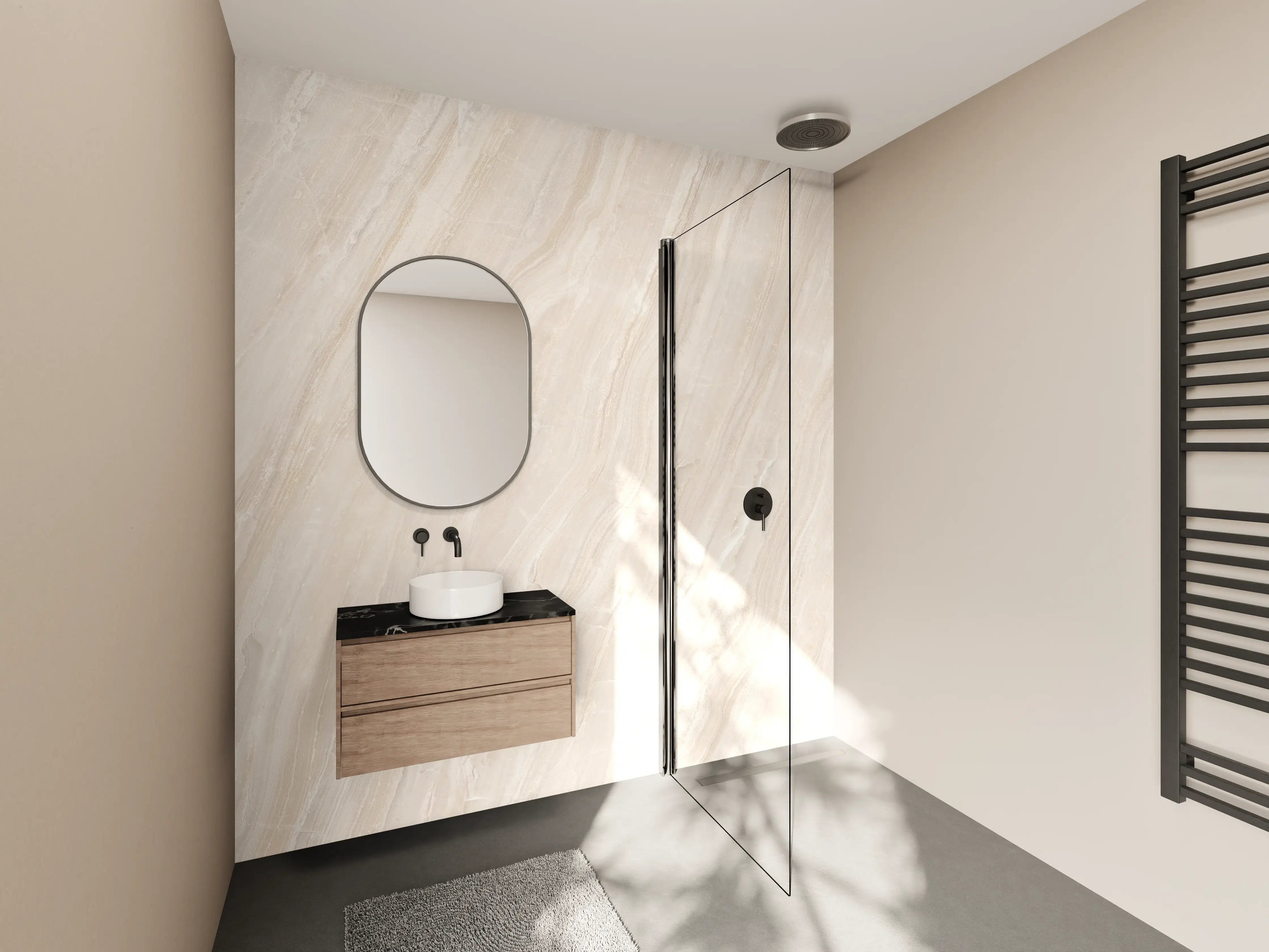 Wandverkleidung Bad - Marmor Creme Travertin Textur
