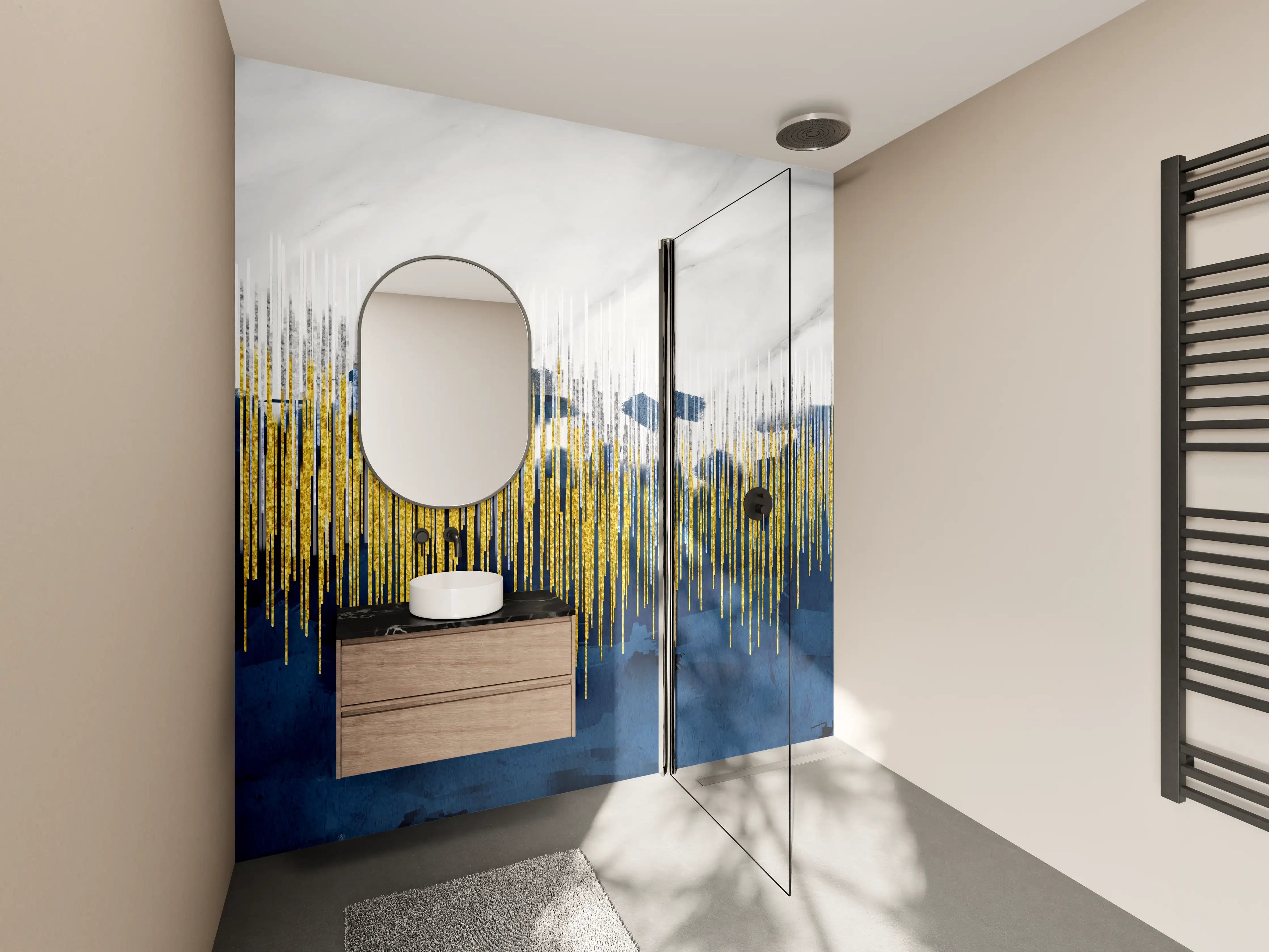 Wandverkleidung Bad - Marmor Kunst Tapete - 3D