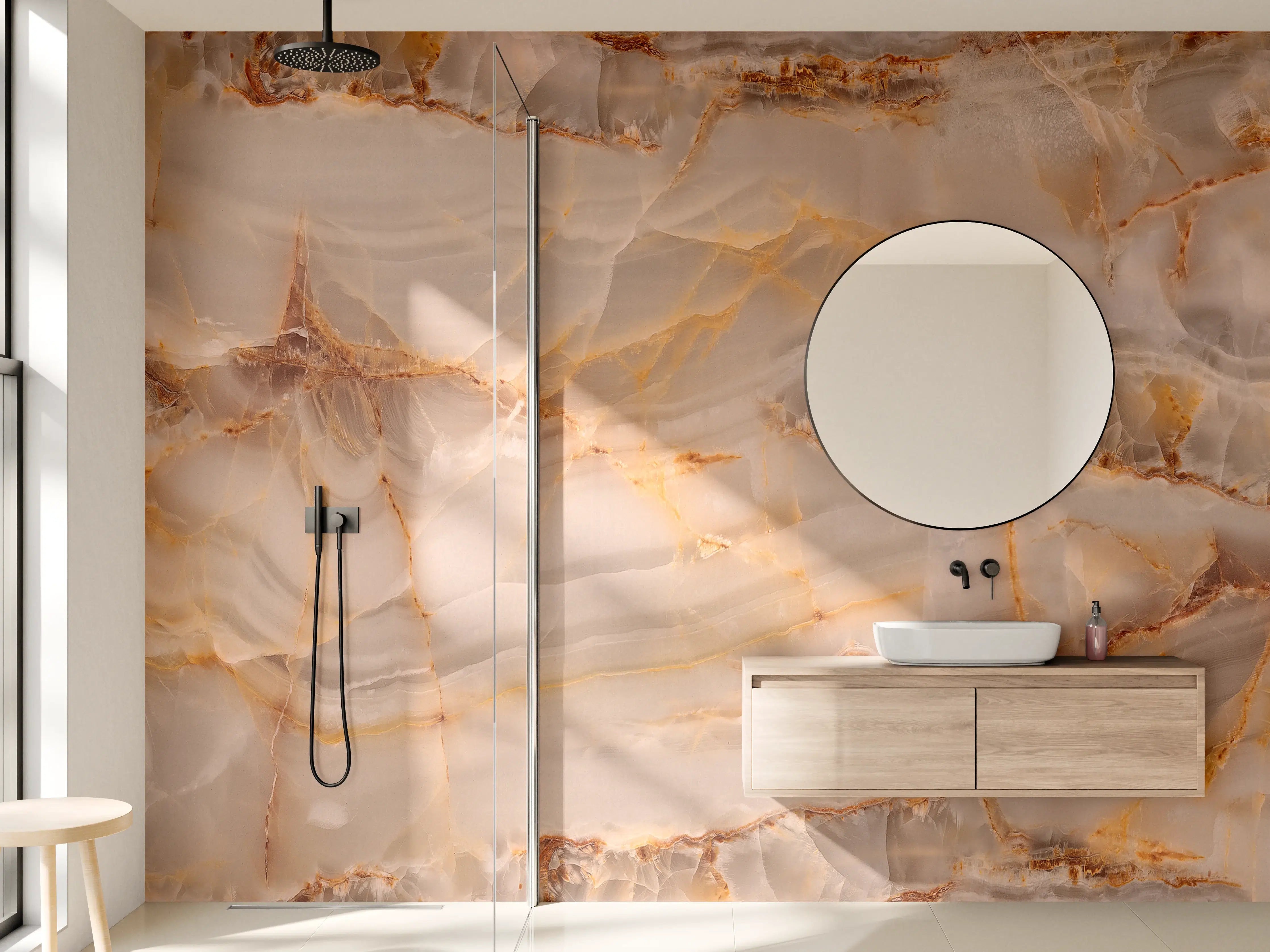 Wandverkleidung Bad - Marmor Onyx Struktur