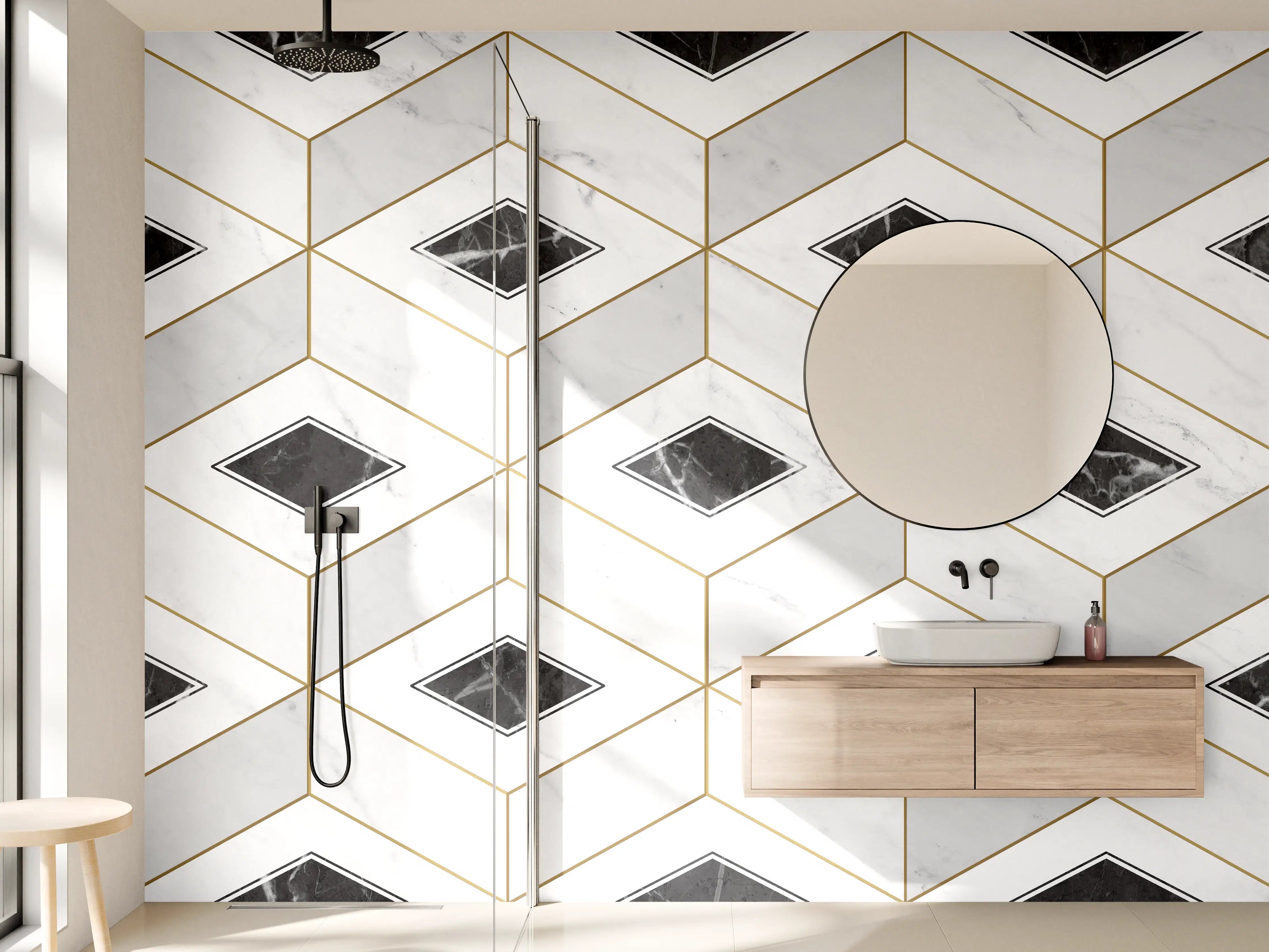 Wandverkleidung Bad - Marmor Textur - 3D Design