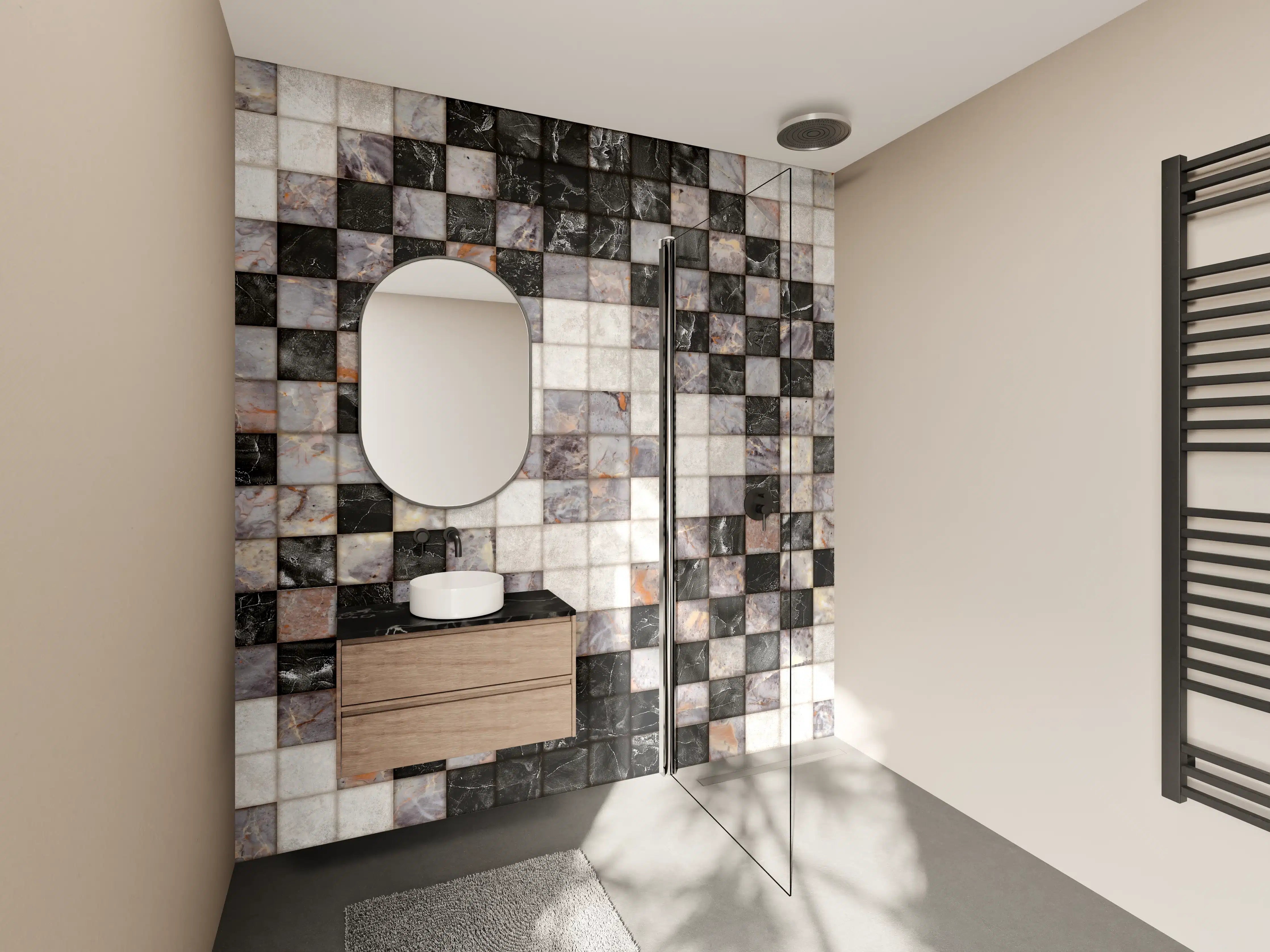 Wandverkleidung Bad - Marmor Textur - Retro-Muster