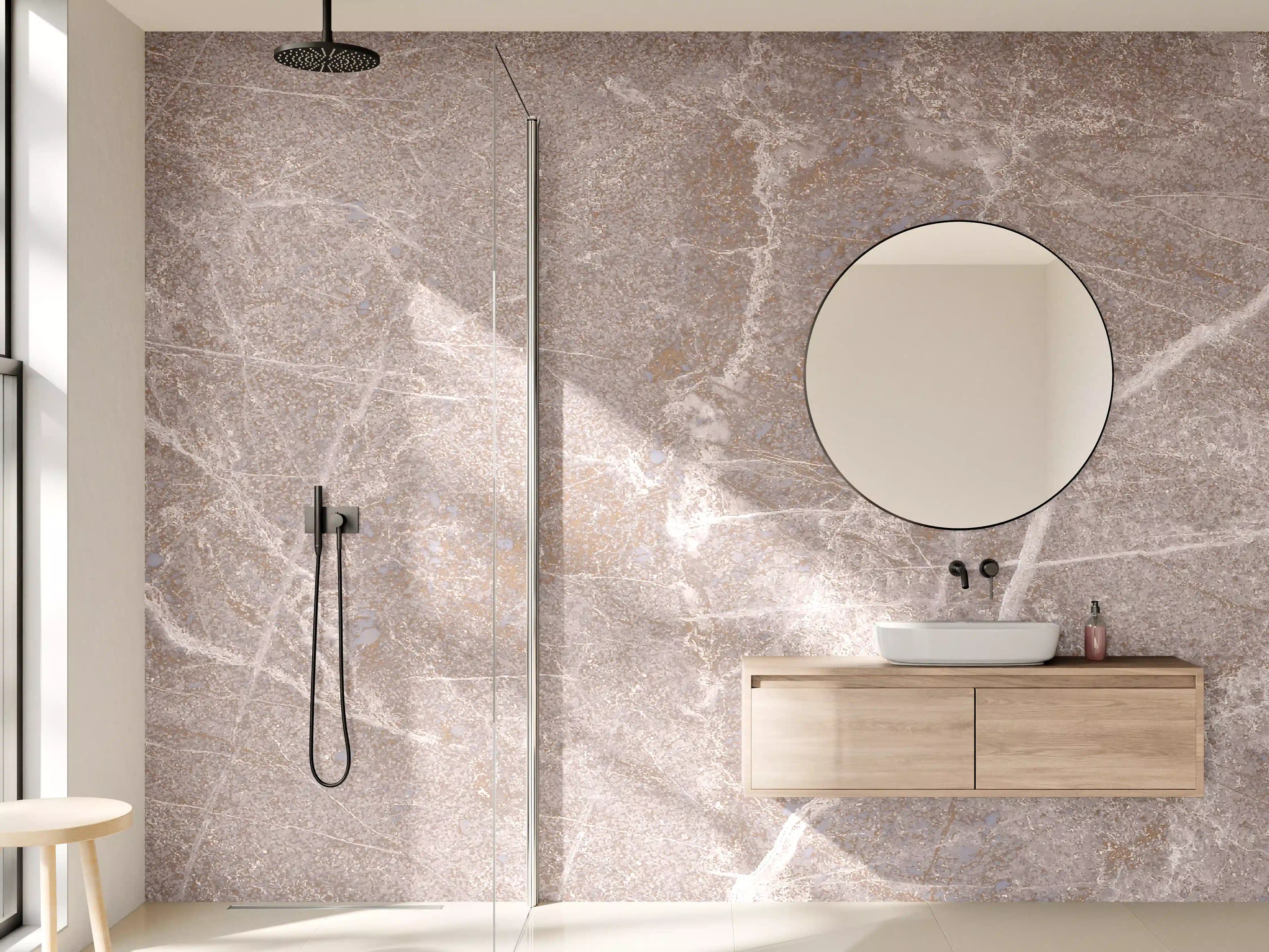 Wandverkleidung Bad - Marmor Textur - Rosa