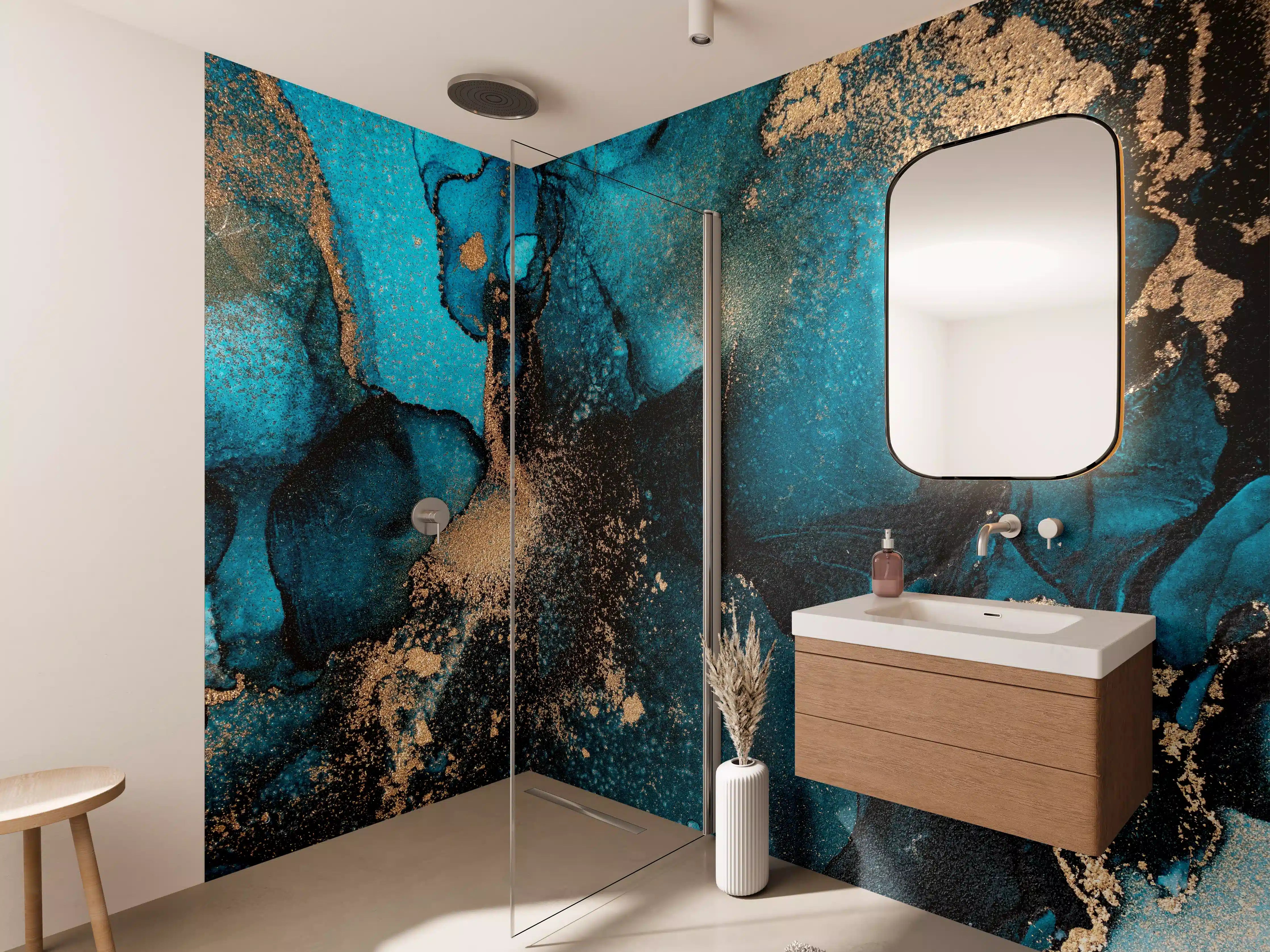 Wandverkleidung Bad - Marmor Wand Design - Flüssigmalerei
