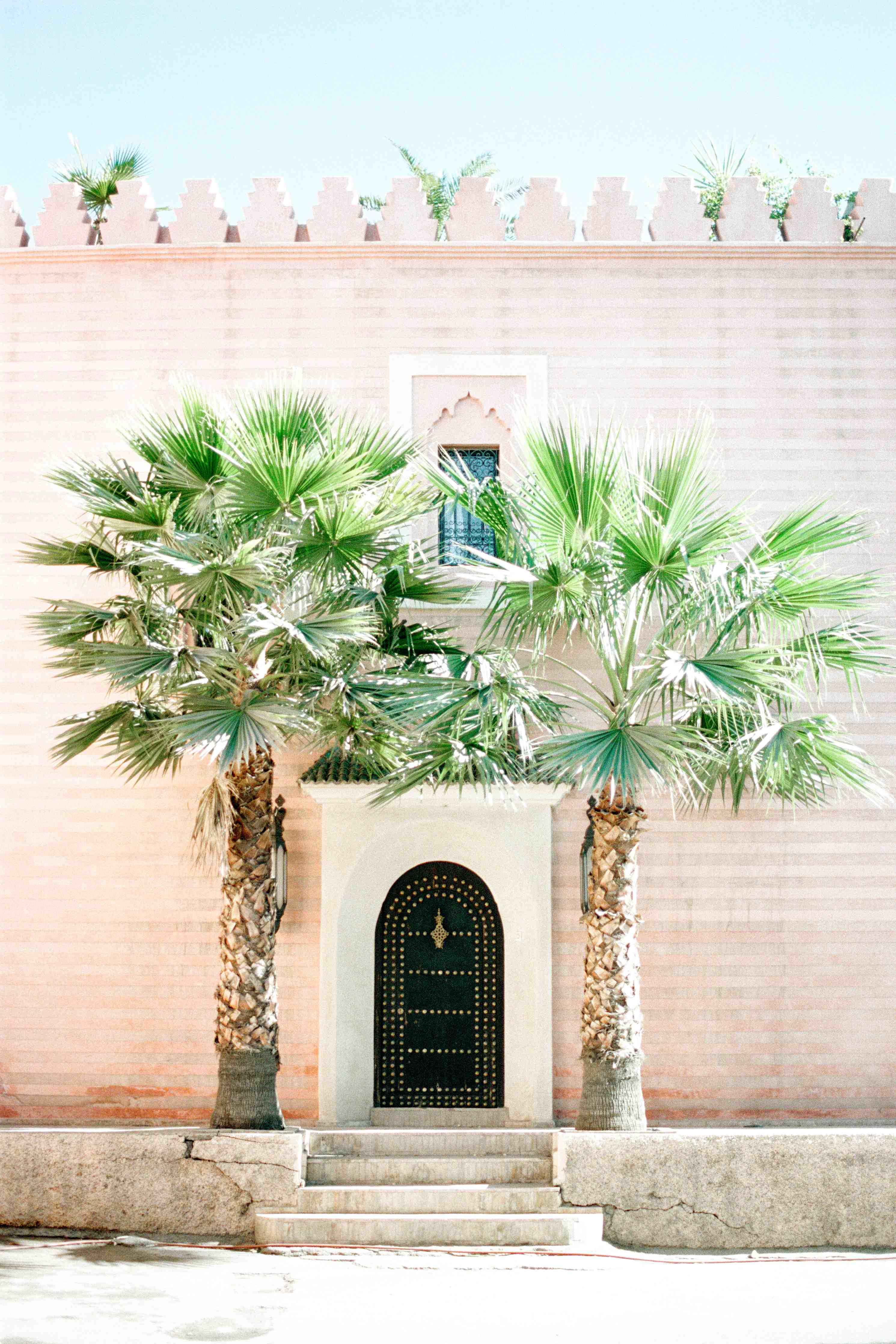 Wandverkleidung Bad-Marrakesch Pink Palmentür