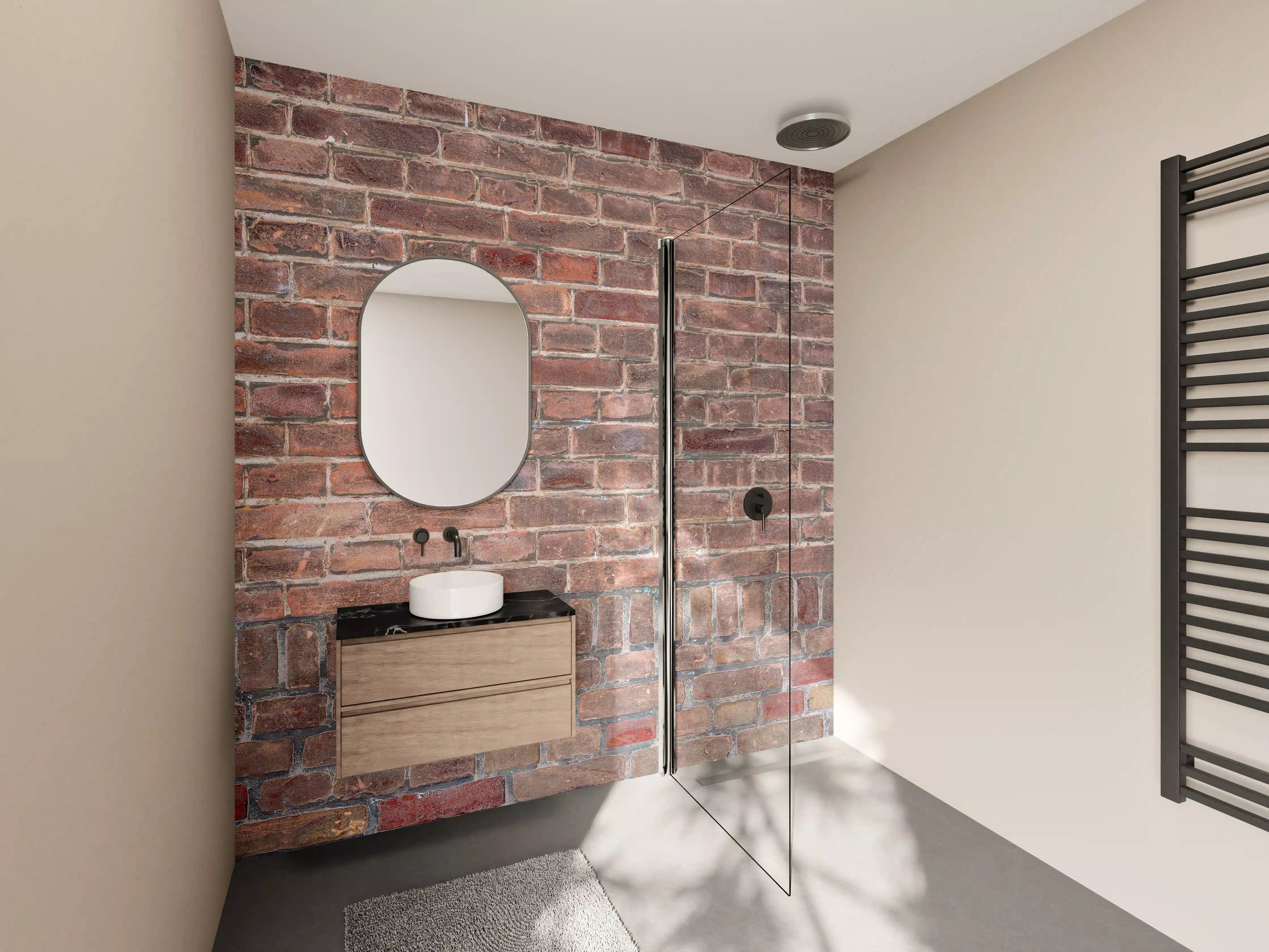 Wandverkleidung Bad - Mauerstruktur aus alten braunen Ziegeln