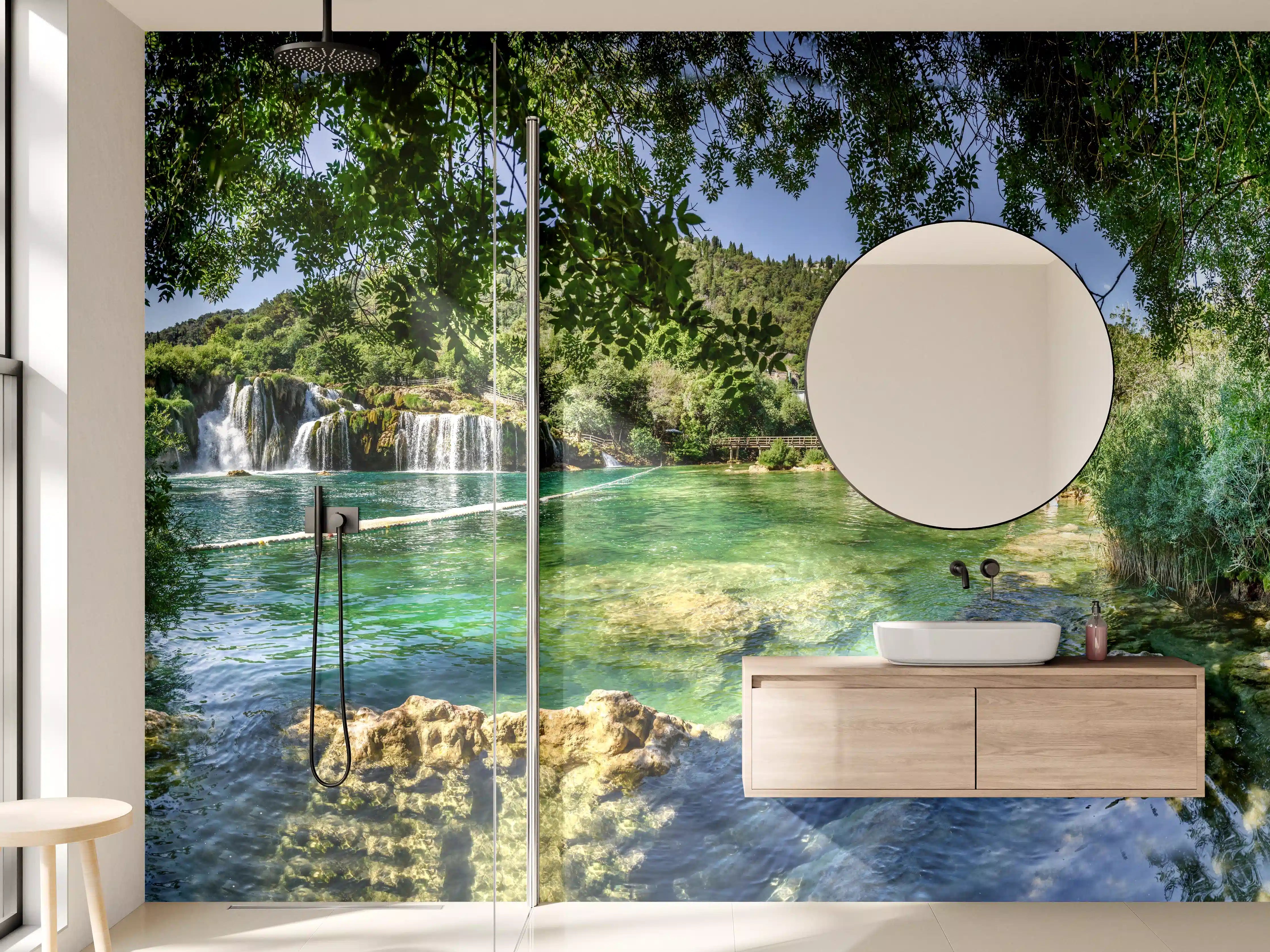 Wandverkleidung Bad - Mediterraner Wasserfall