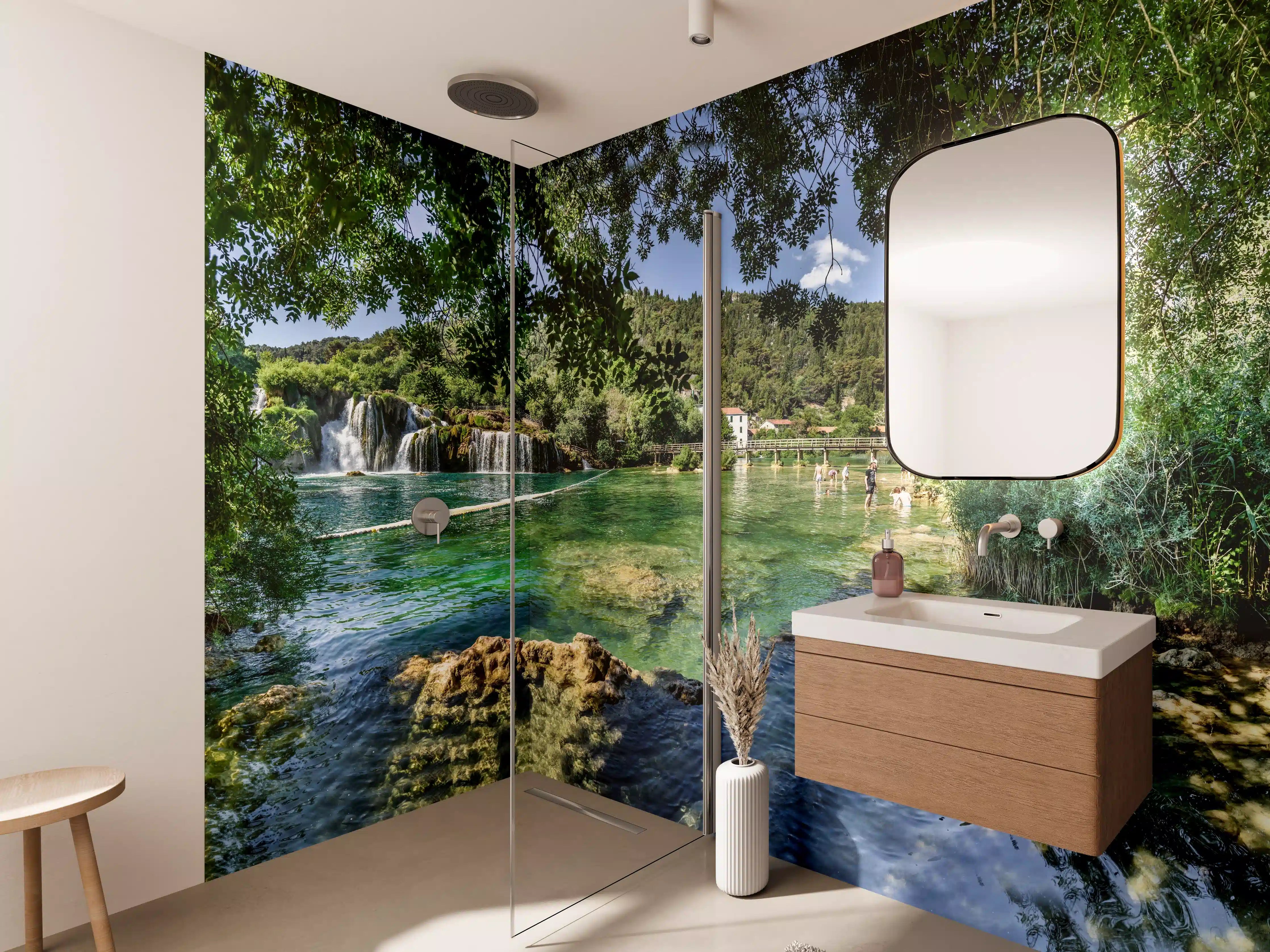 Wandverkleidung Bad - Mediterraner Wasserfall