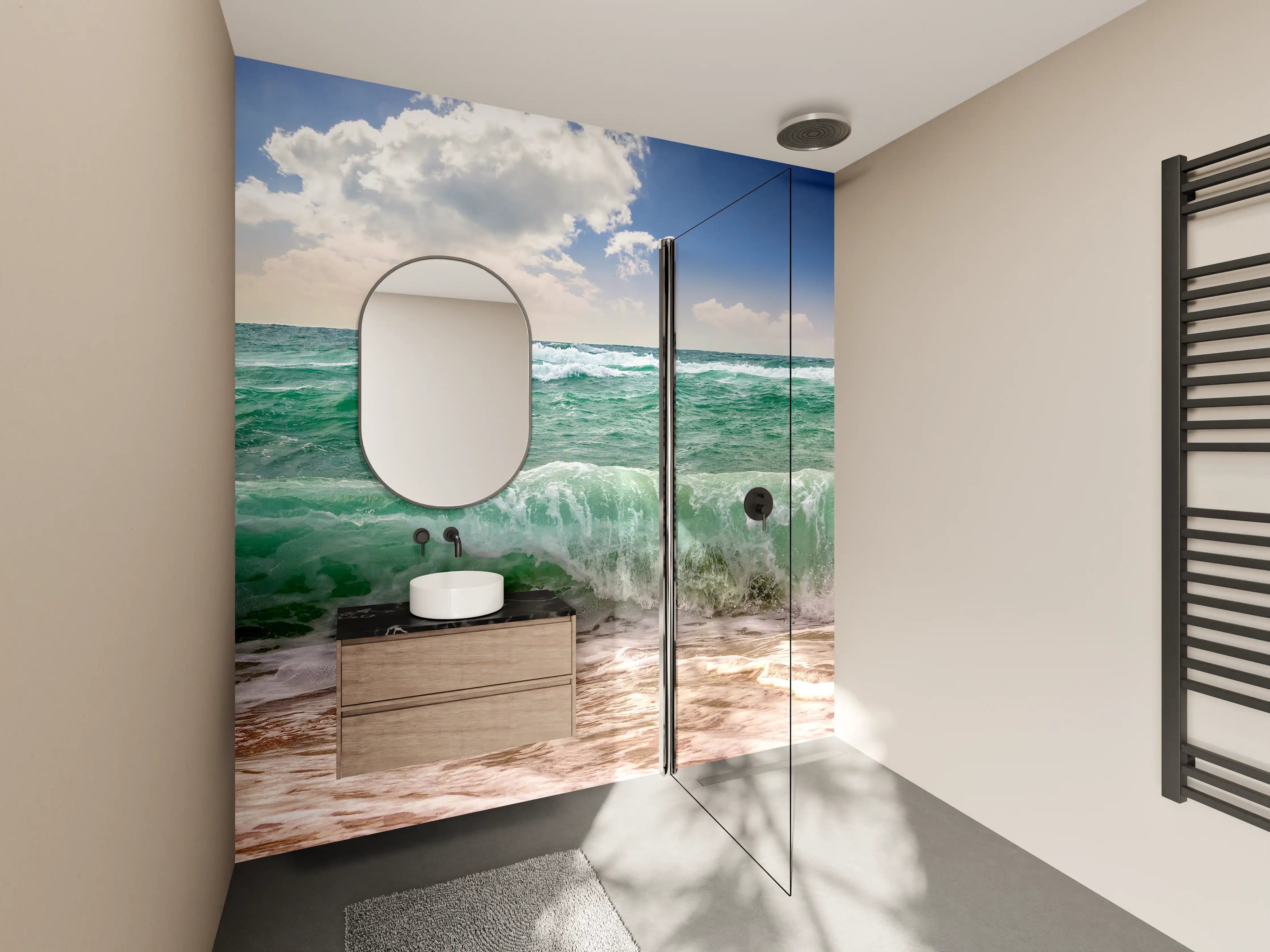 Wandverkleidung Bad - Meereswellen bei Sonnenlicht
