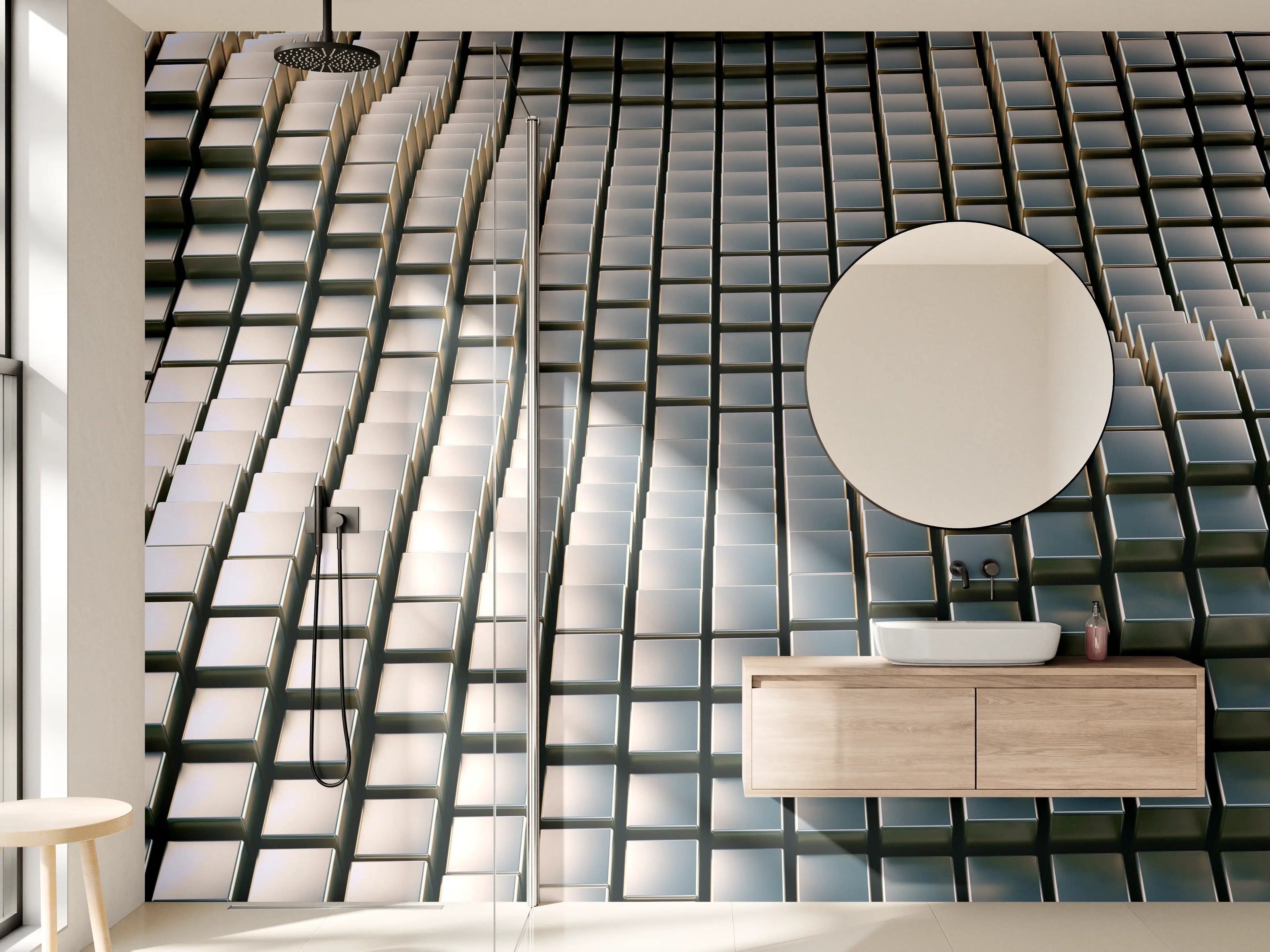 Wandverkleidung Bad - Metall Wellen Hintergrund