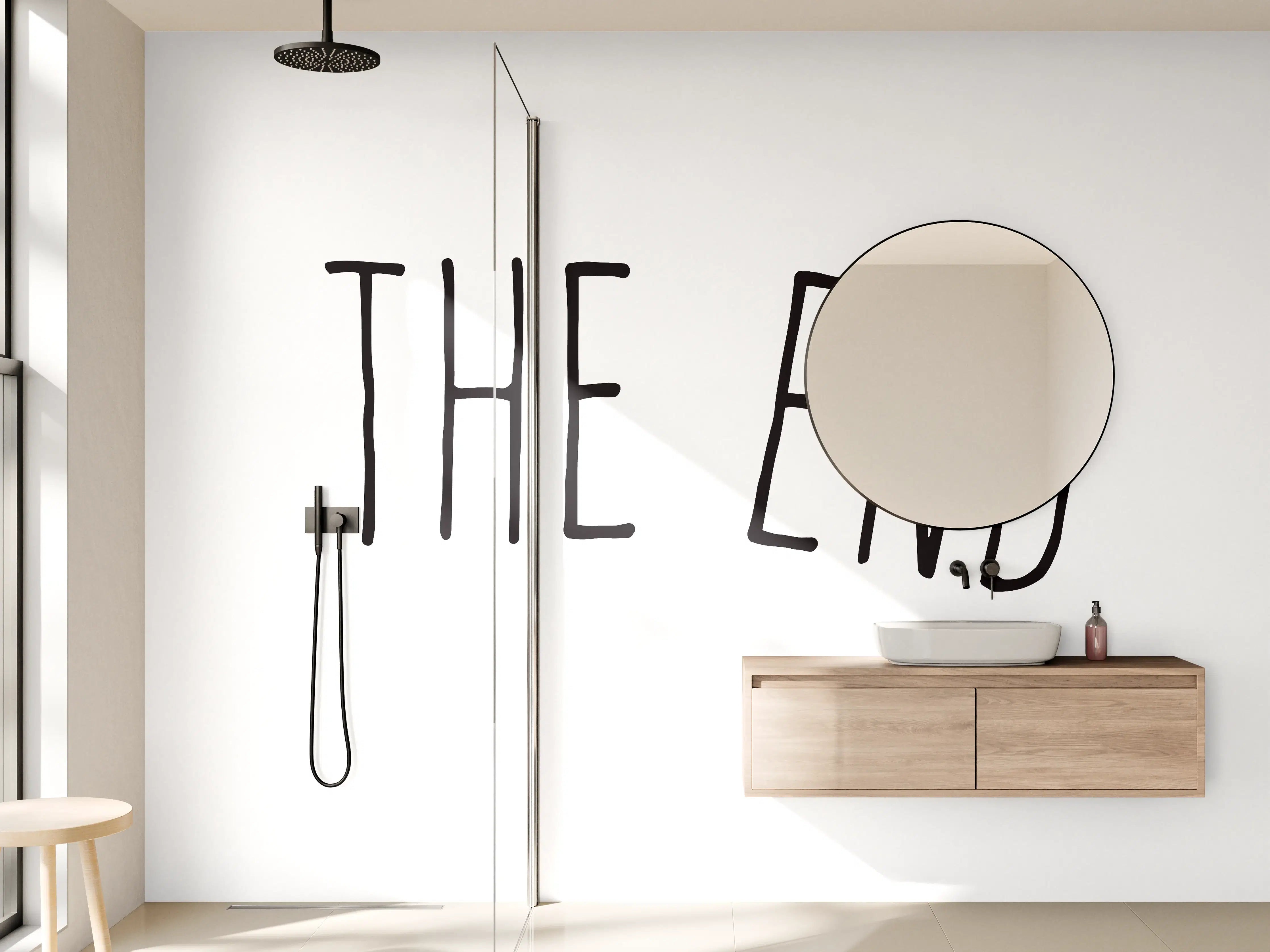 Wandverkleidung Bad - Minimalistische Schriftzug Wandkunst