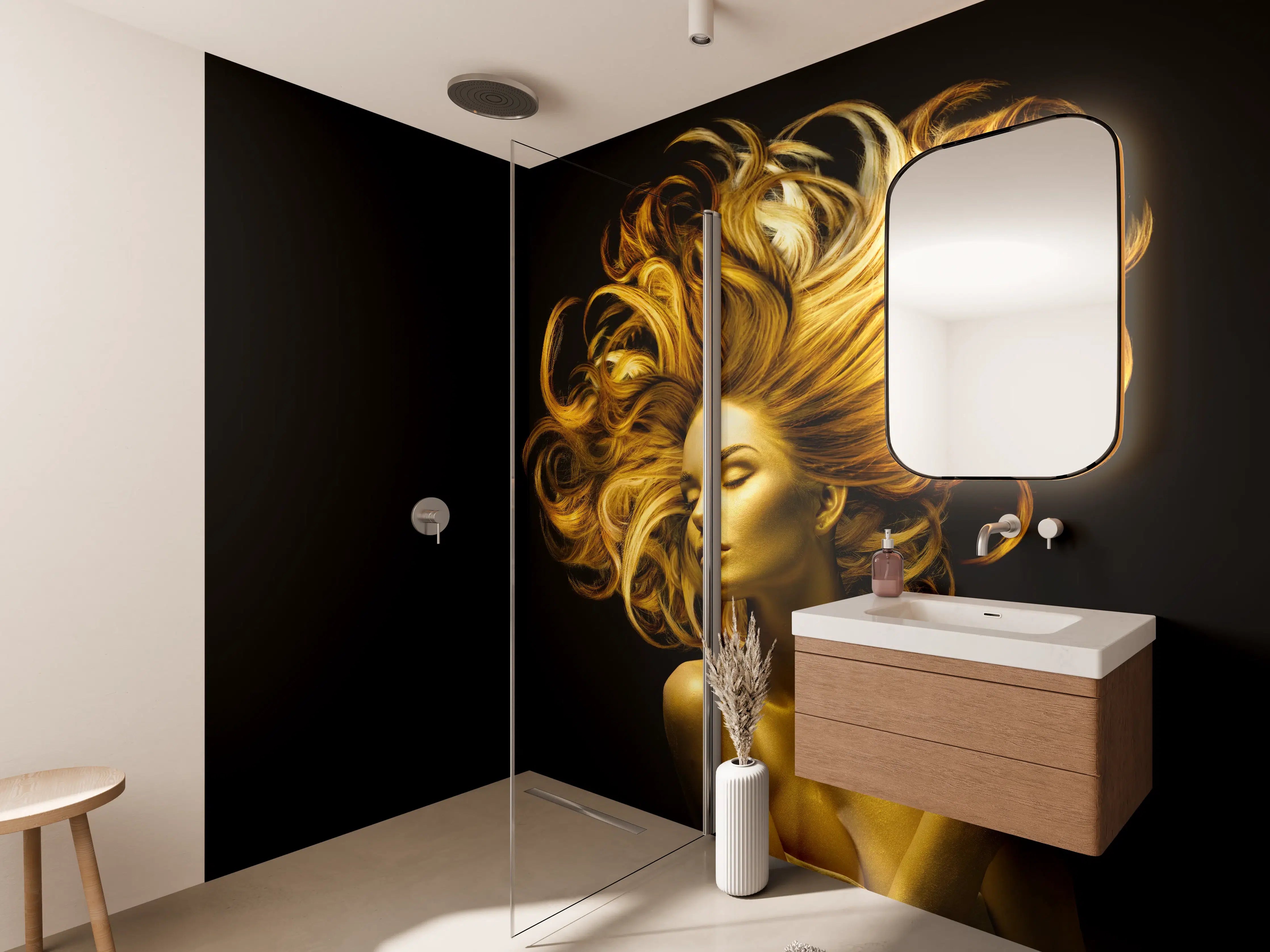 Wandverkleidung Bad - Model in Gold