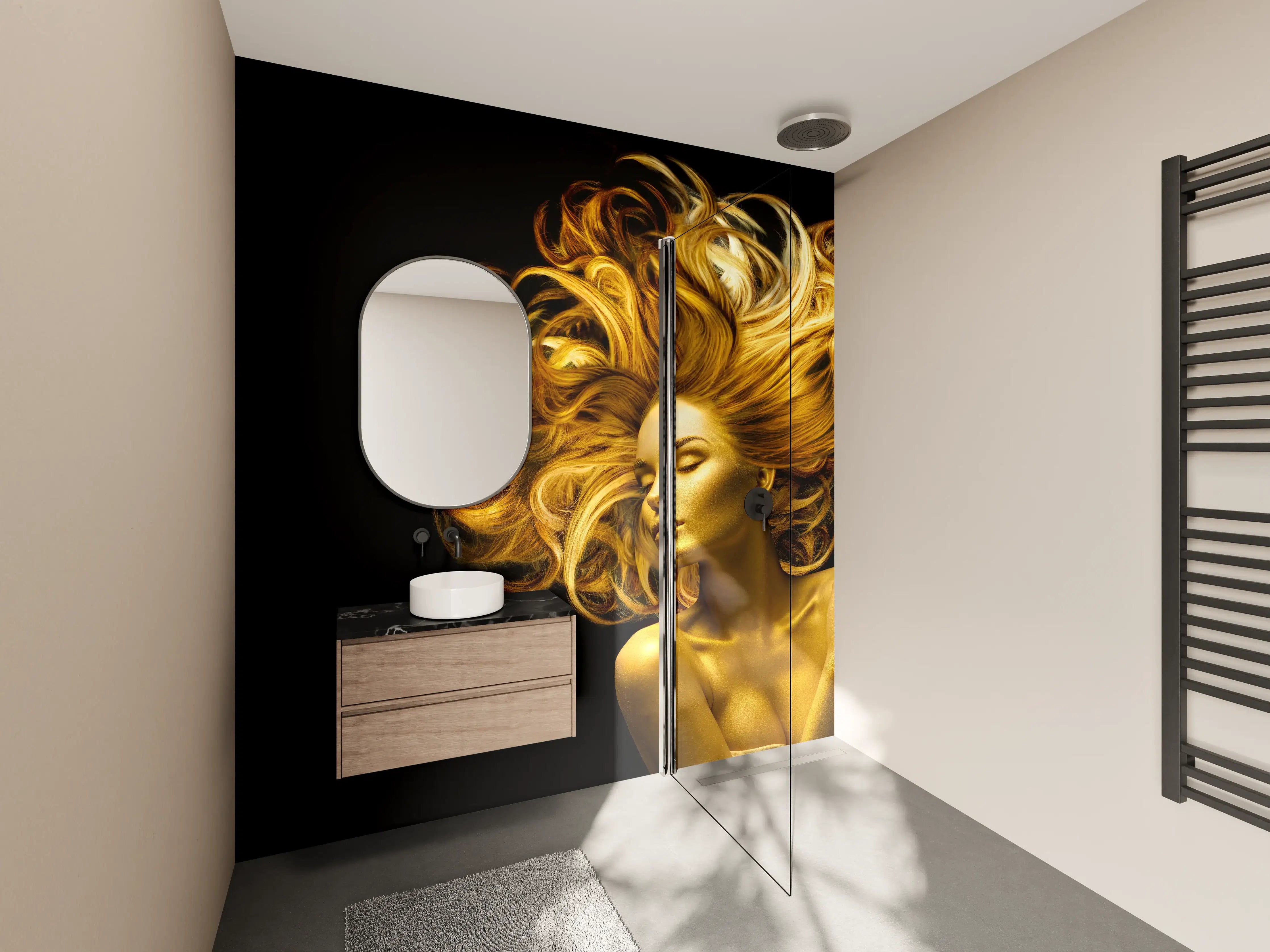 Wandverkleidung Bad - Model in Gold