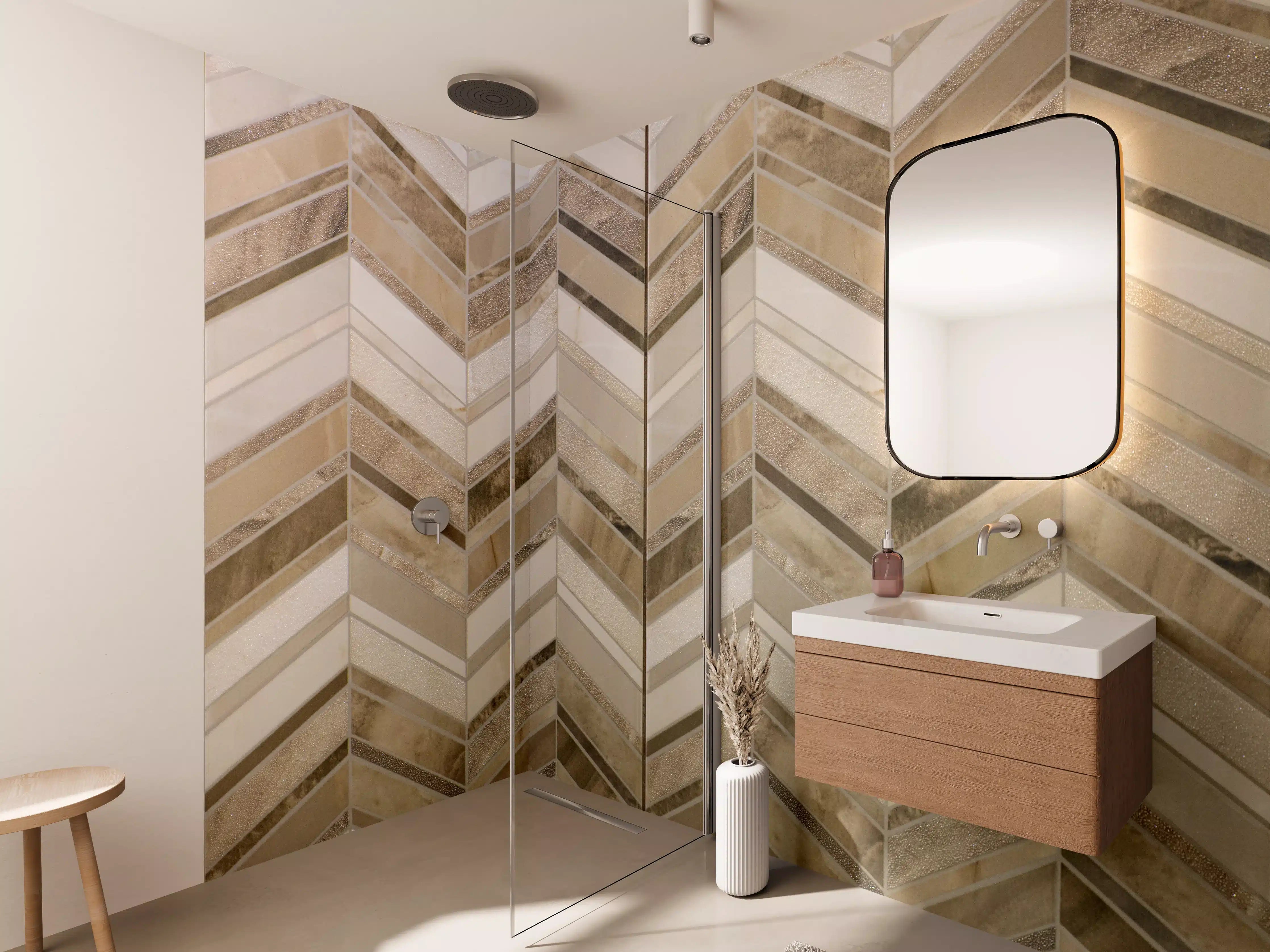 Wandverkleidung Bad - Moderne Beige-Creme Wandfliesen