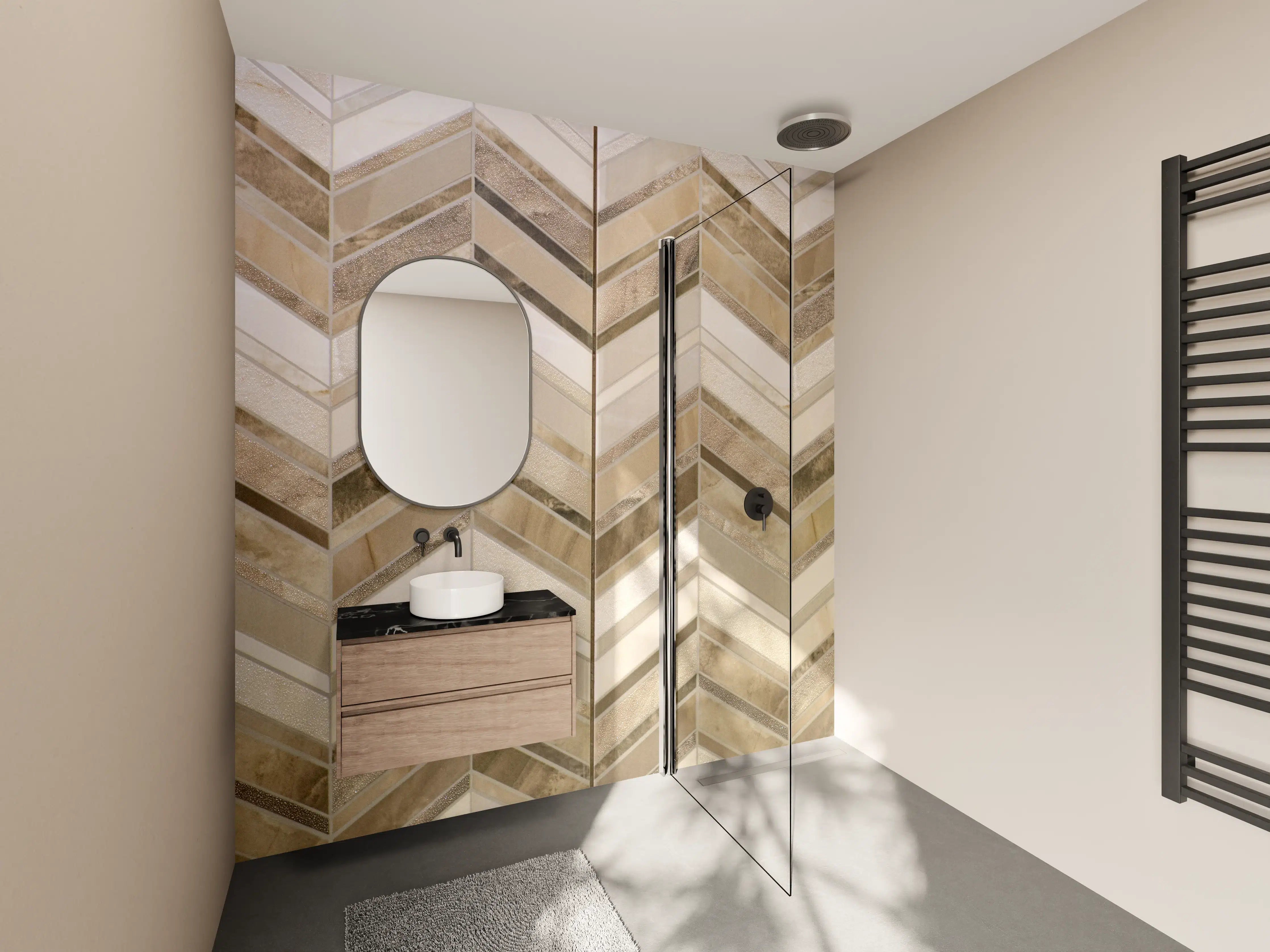 Wandverkleidung Bad - Moderne Beige-Creme Wandfliesen