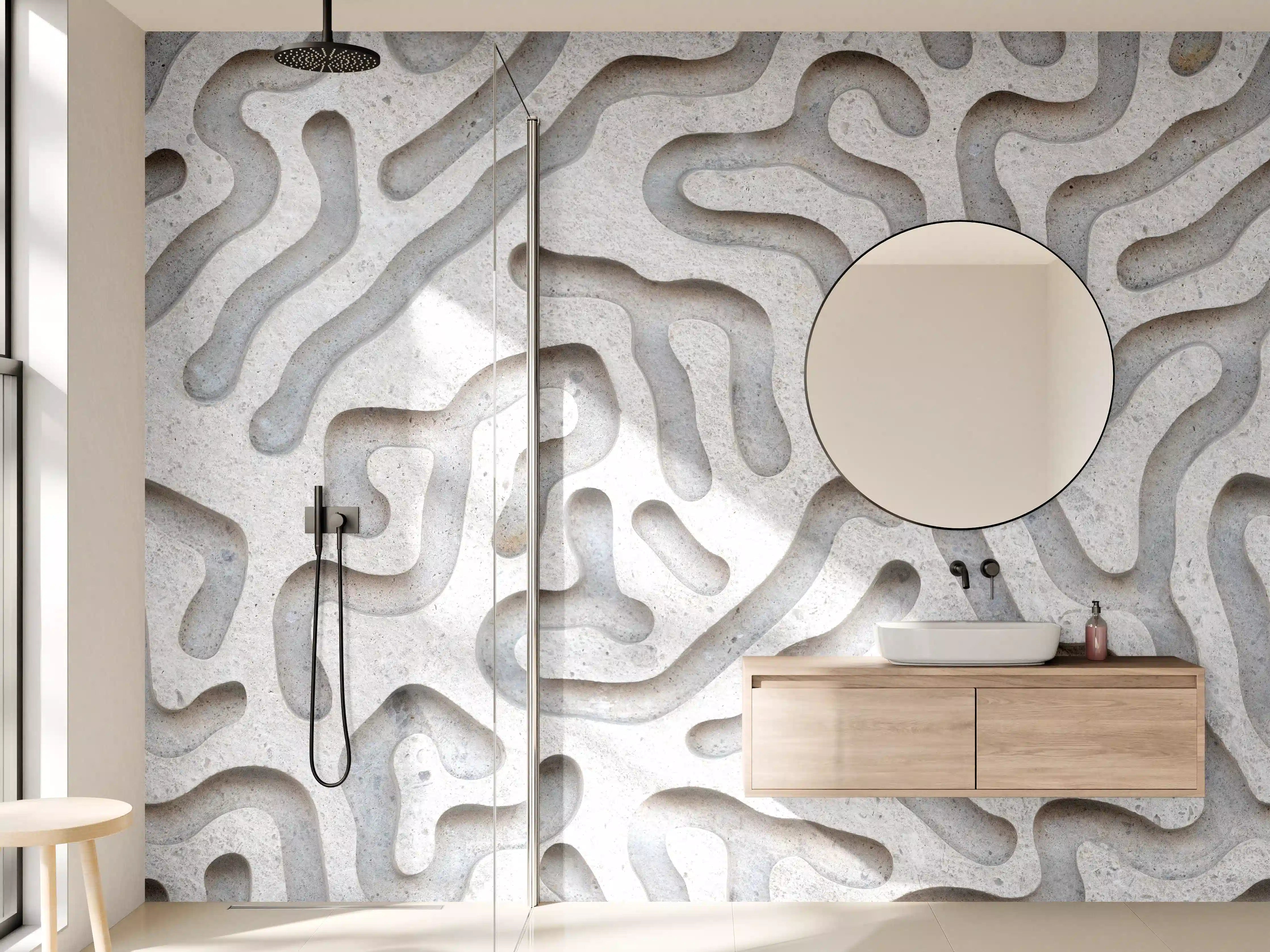 Wandverkleidung Bad - Moderne Betonstruktur mit abstrakten Mustern