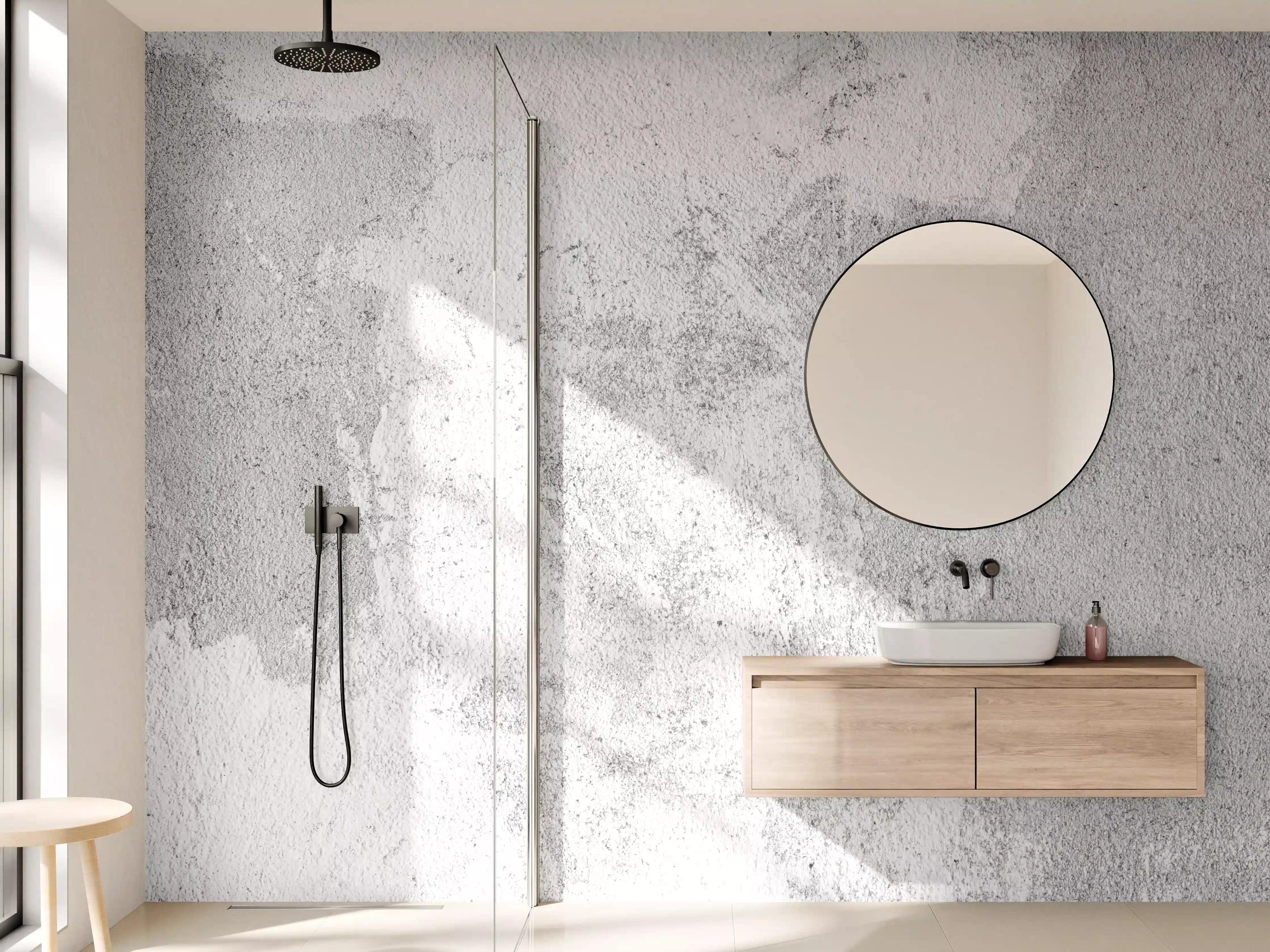 Wandverkleidung Bad - Moderne Betonwand in Grau mit strukturierter Oberfläche