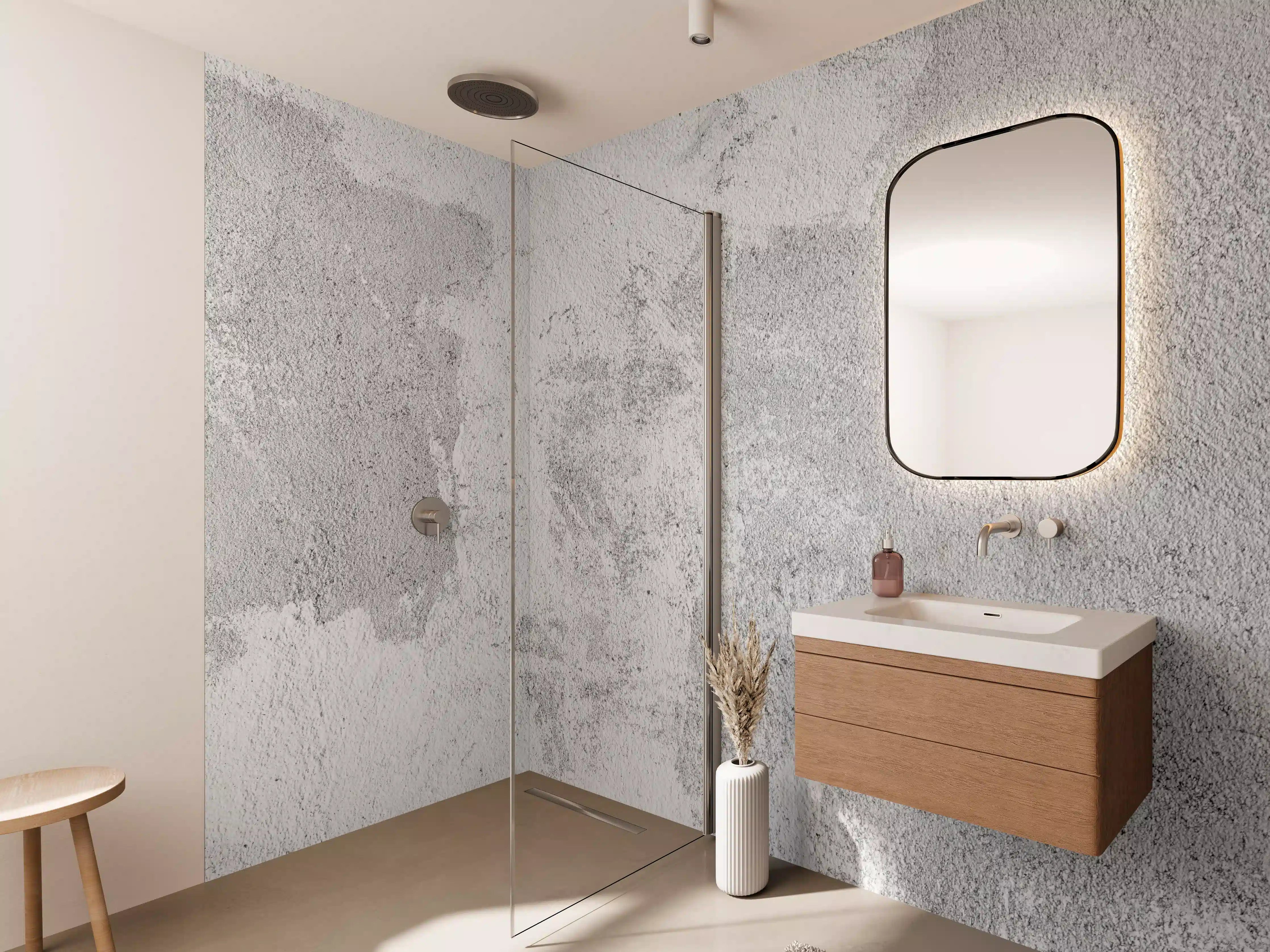 Wandverkleidung Bad - Moderne Betonwand in Grau mit strukturierter Oberfläche