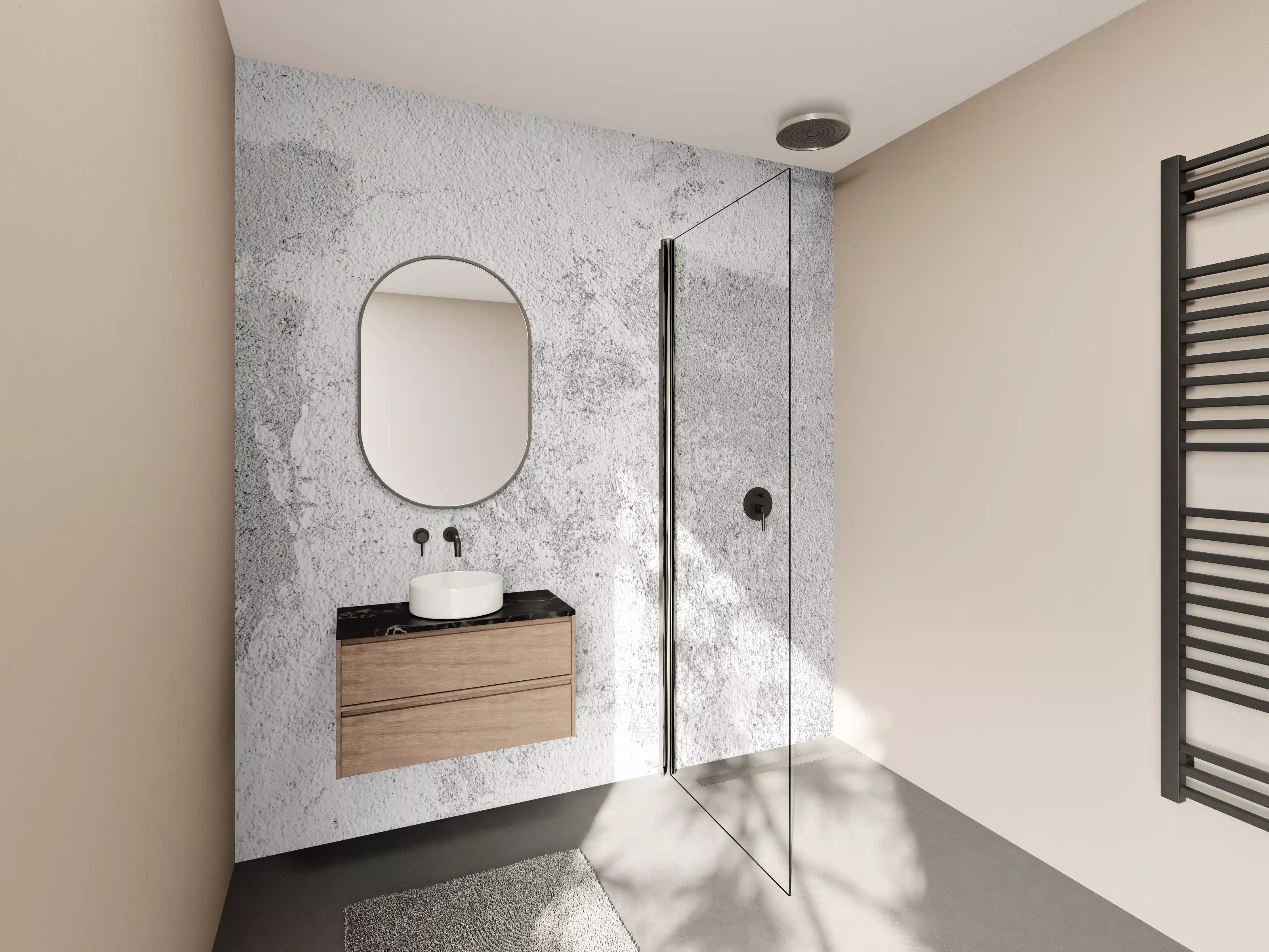 Wandverkleidung Bad - Moderne Betonwand in Grau mit strukturierter Oberfläche