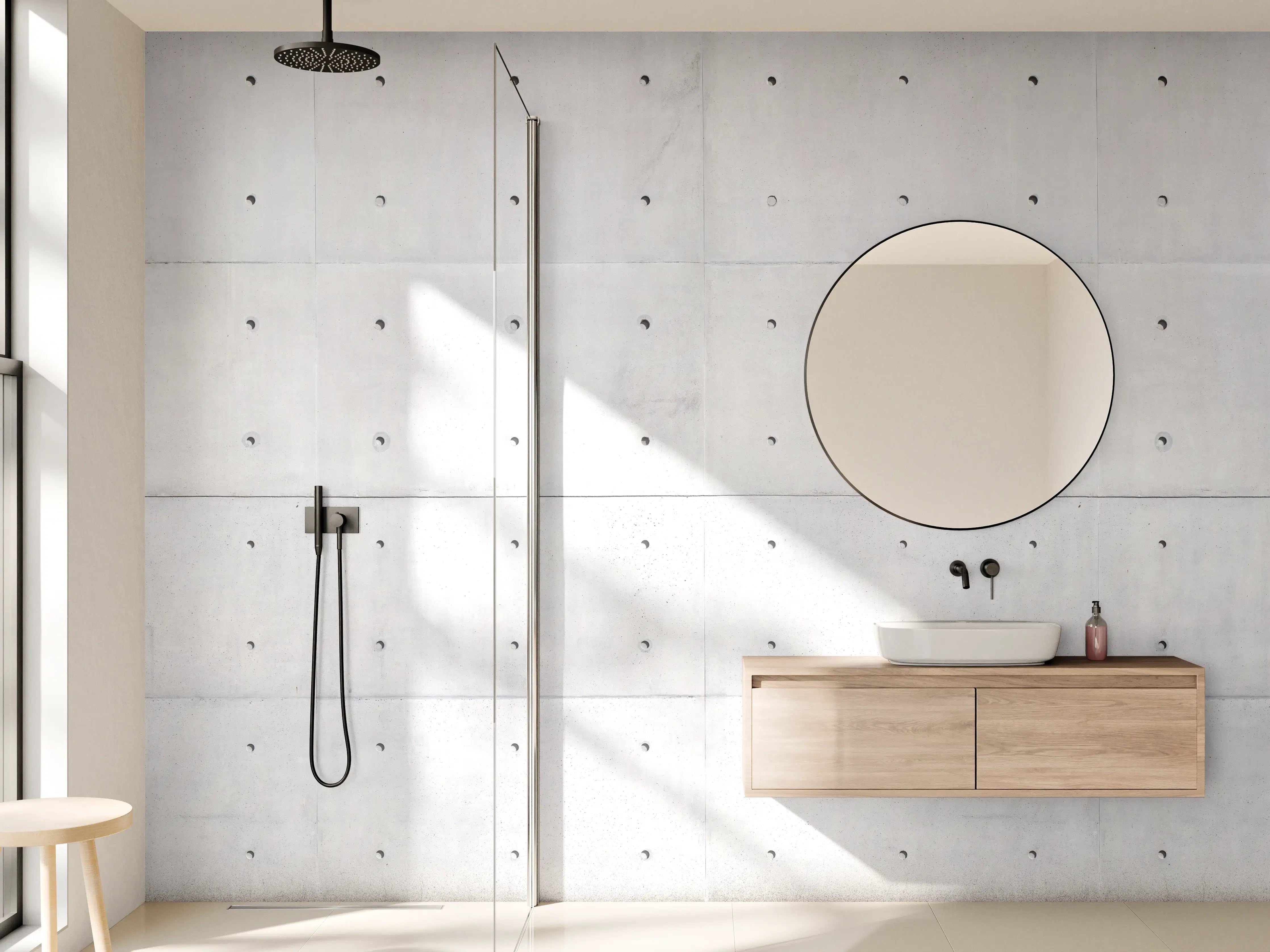 Wandverkleidung Bad - Moderne Betonwand mit dezenter Struktur