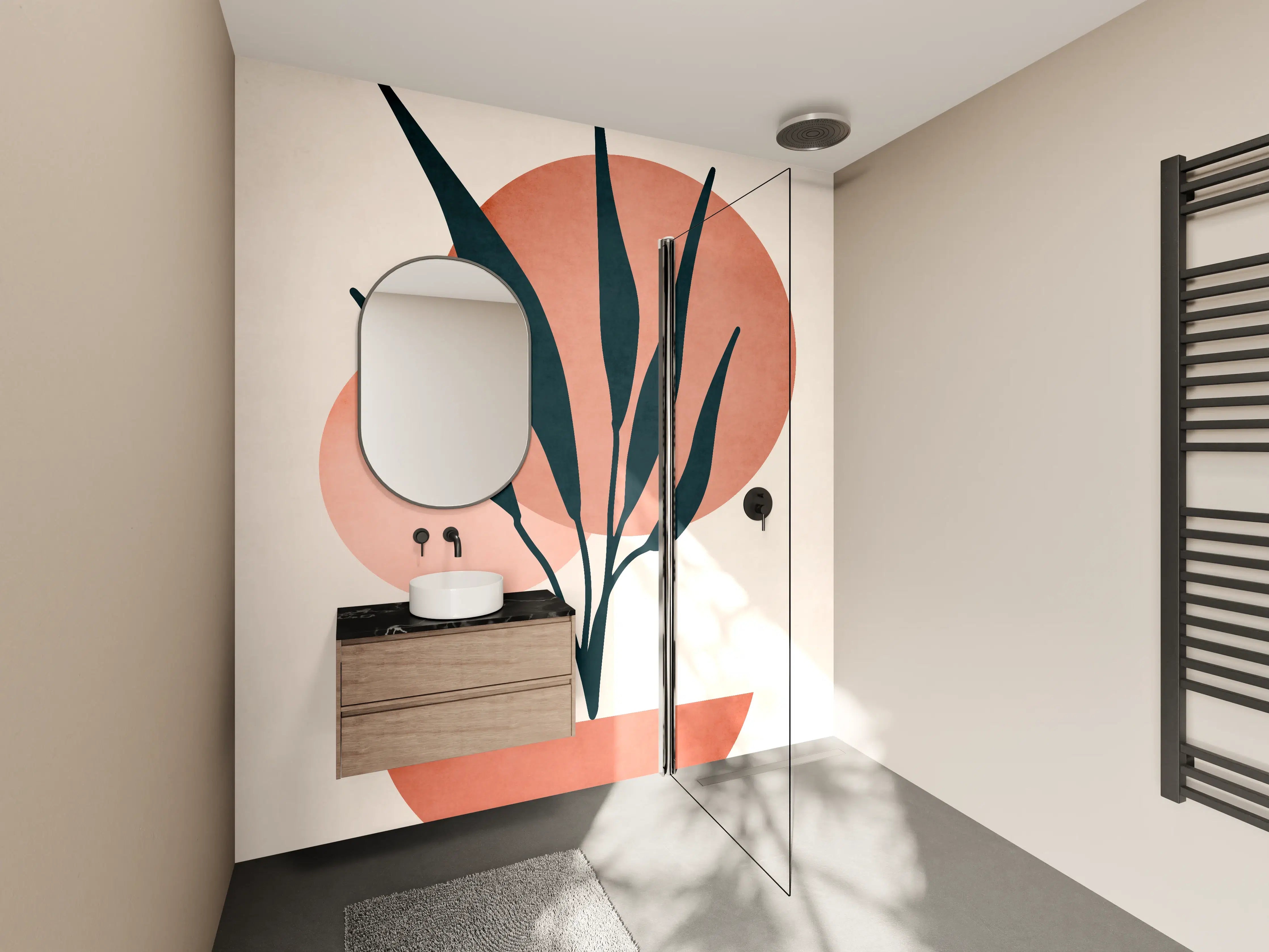 Wandverkleidung Bad - Moderne Darstellung - Floral