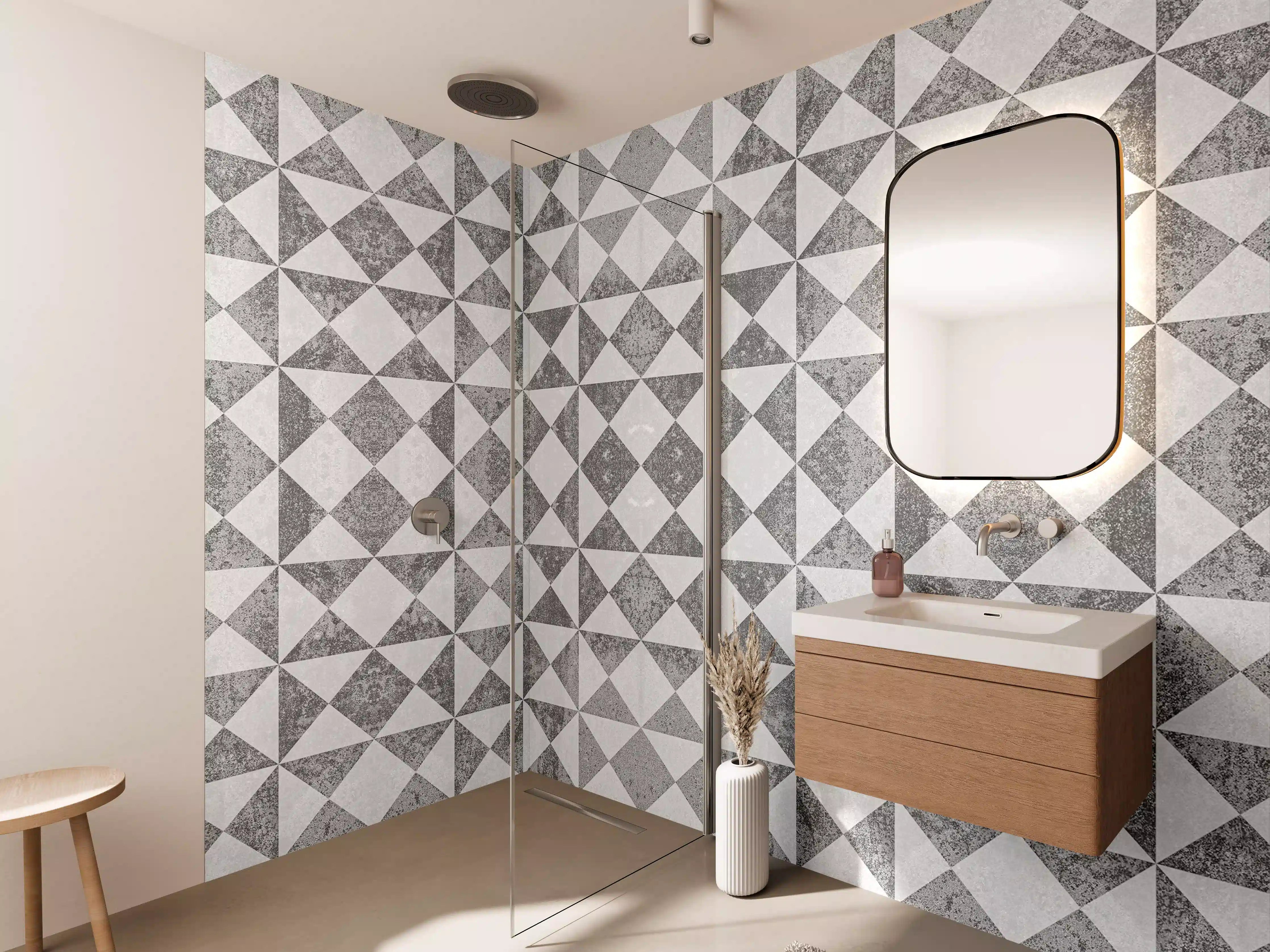 Wandverkleidung Bad - Moderne Graufarbige Musterung