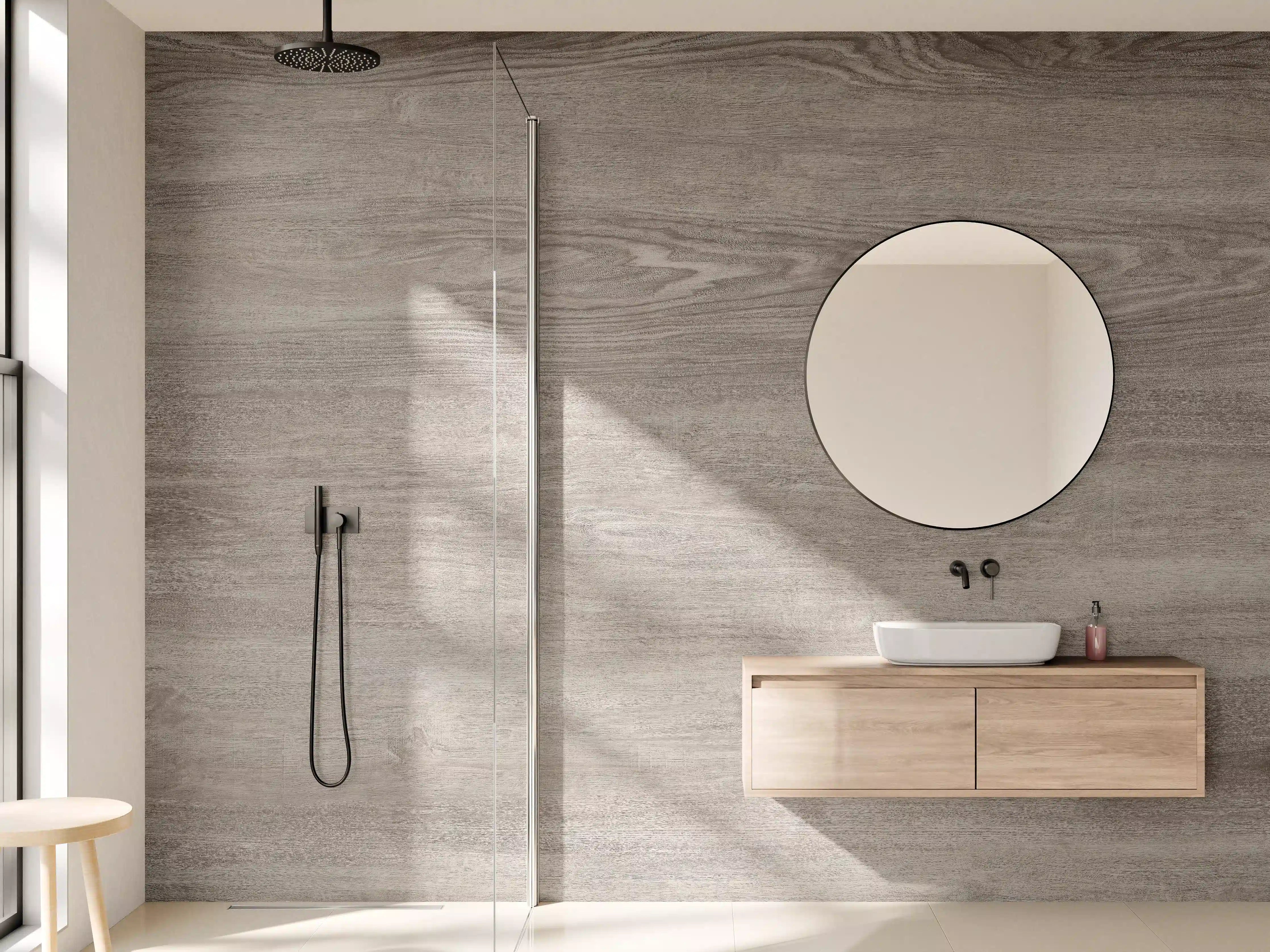 Wandverkleidung Bad - Moderne Holzoptik in Grau