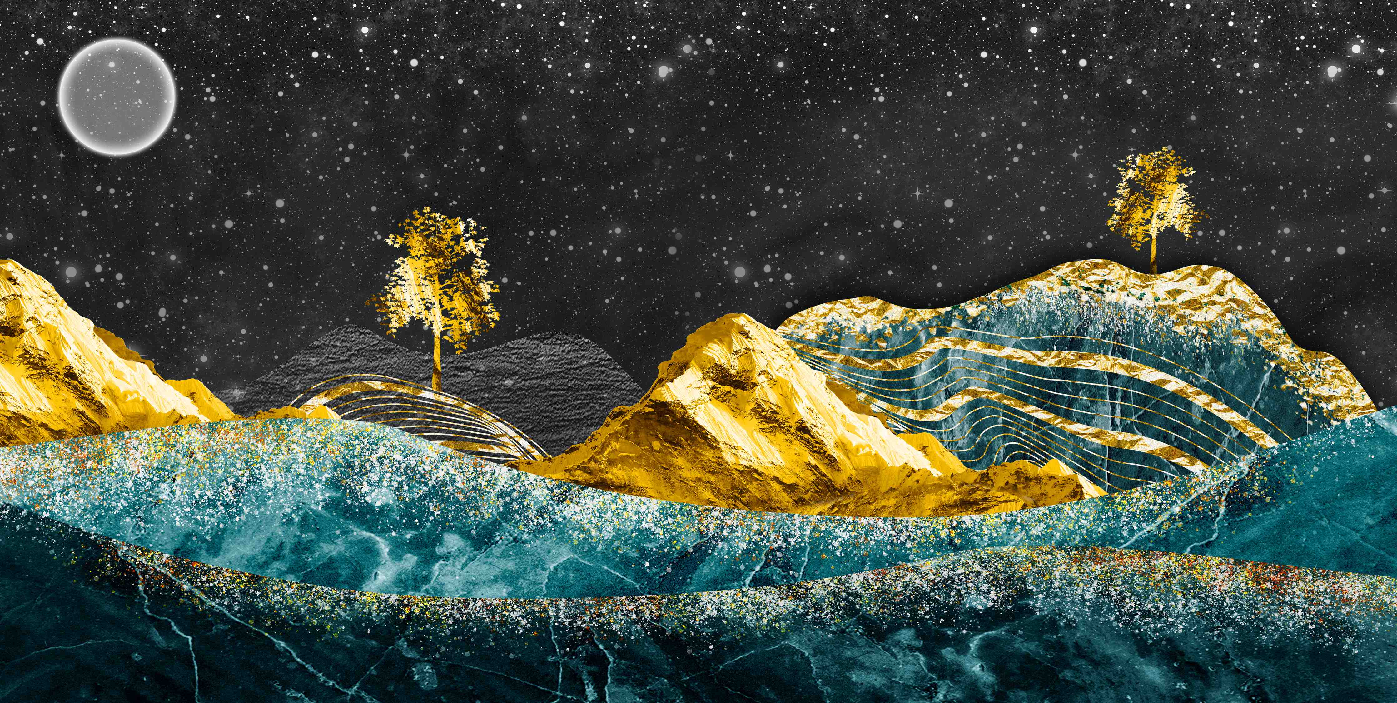 Wandverkleidung Bad-Moderne Kunst - Landschaft