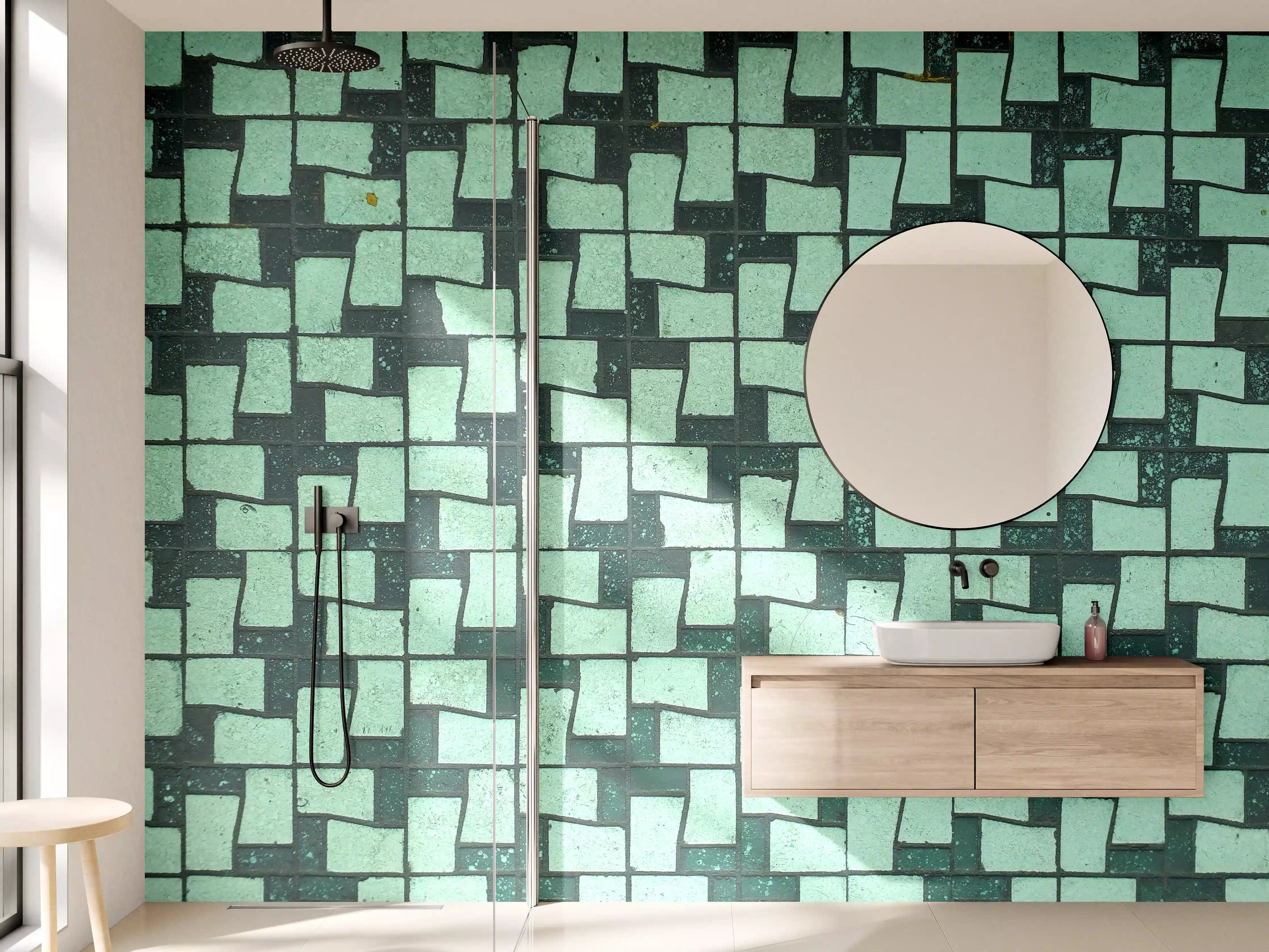 Wandverkleidung Bad - Moderne Mosaik-Fliesen in Grüntönen