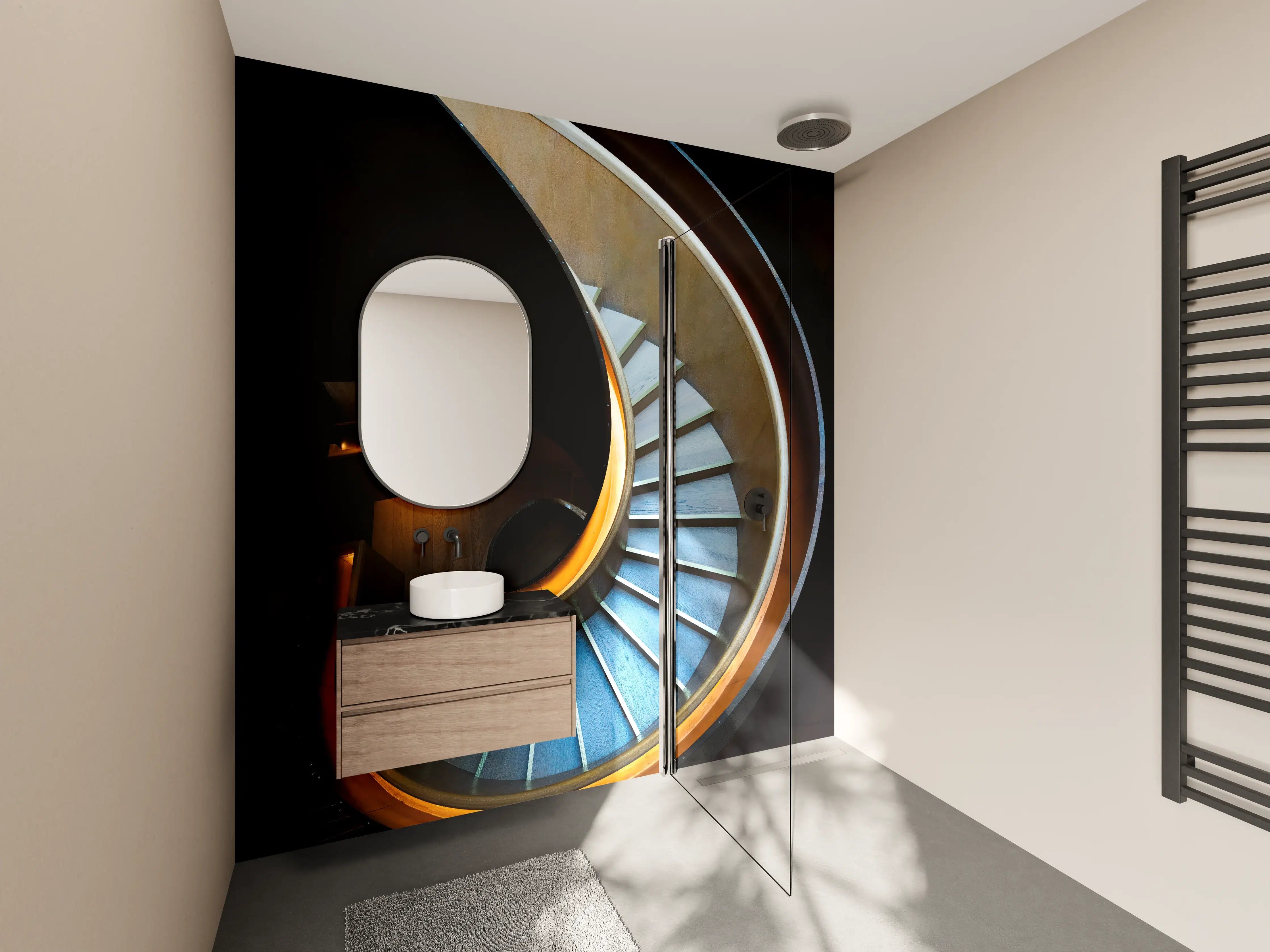 Wandverkleidung Bad - Moderne Spiraltreppe Design