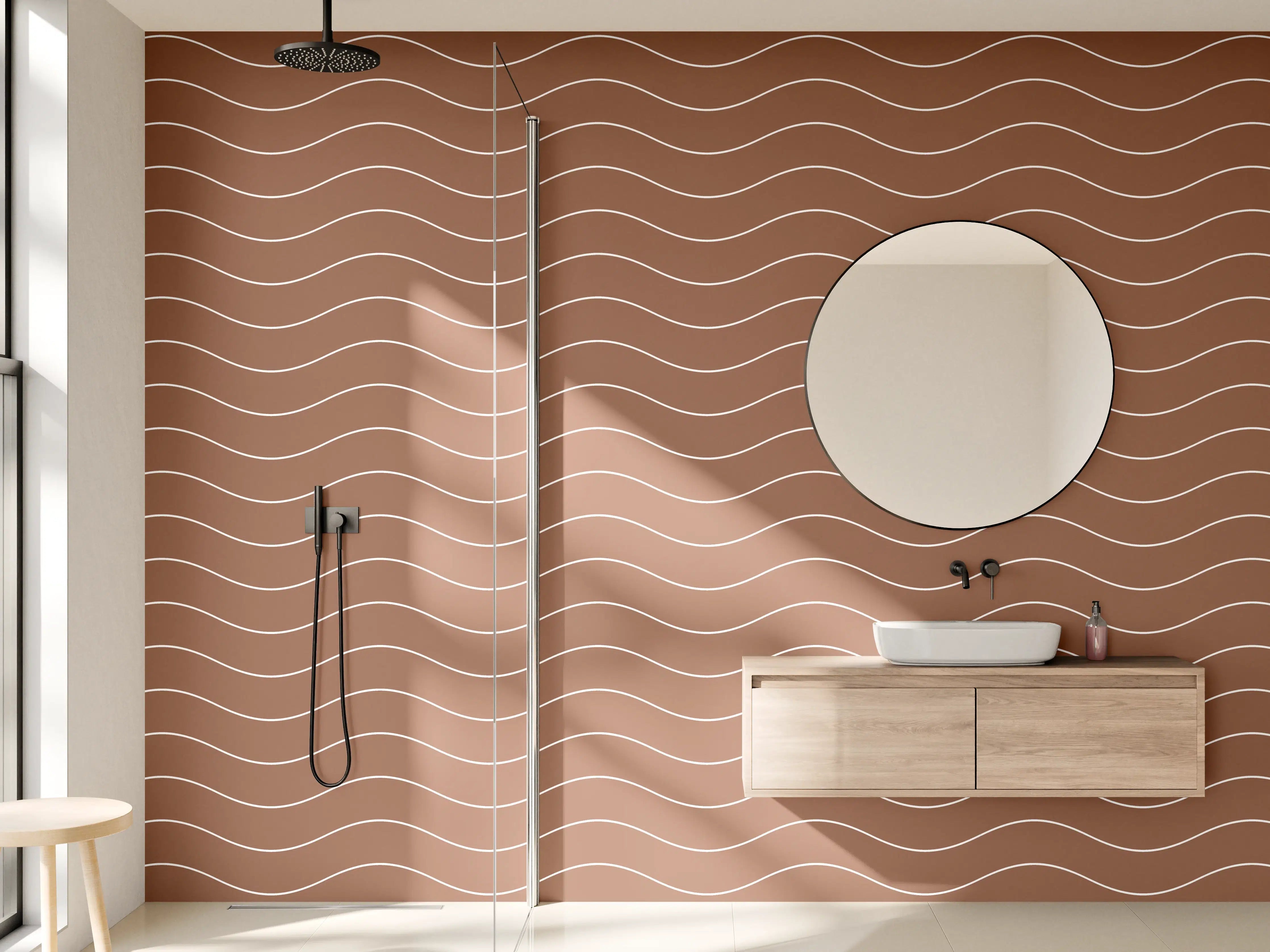 Wandverkleidung Bad - Moderne braune Musterwand mit sanften Wellen