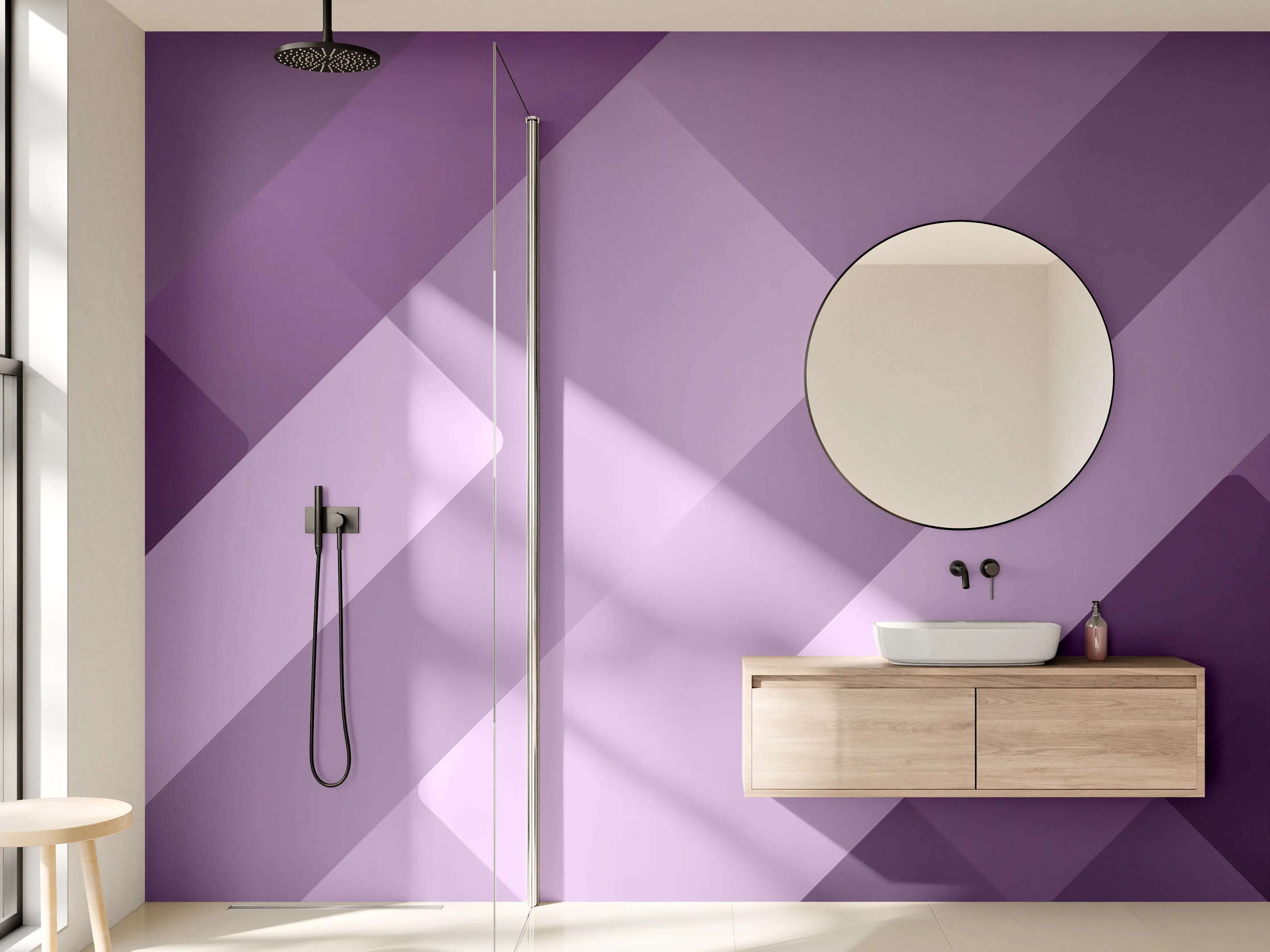 Wandverkleidung Bad - Moderne geometrische Muster in Lila