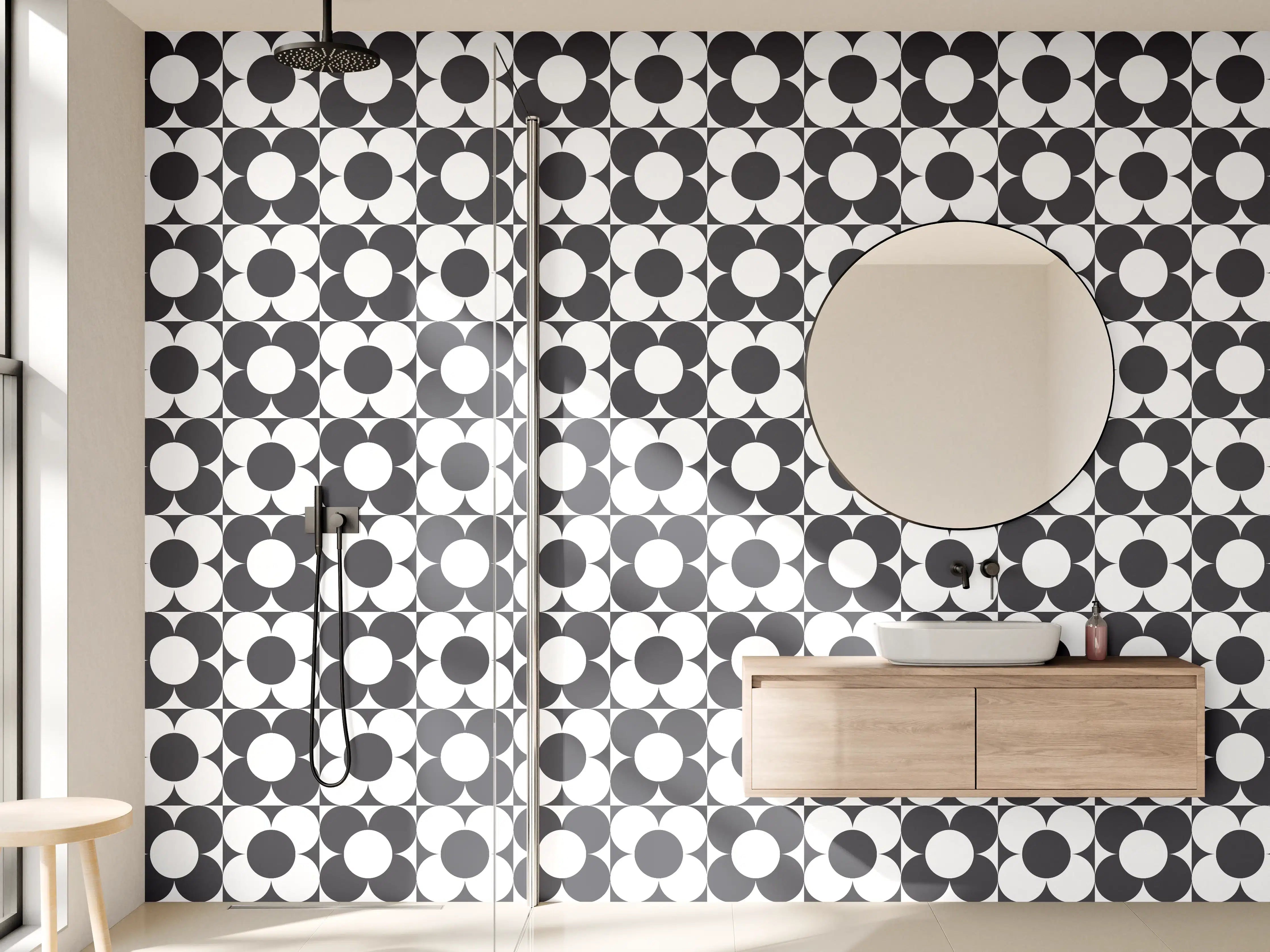 Wandverkleidung Bad - Moderne geometrische Schwarz-Weiß-Muster