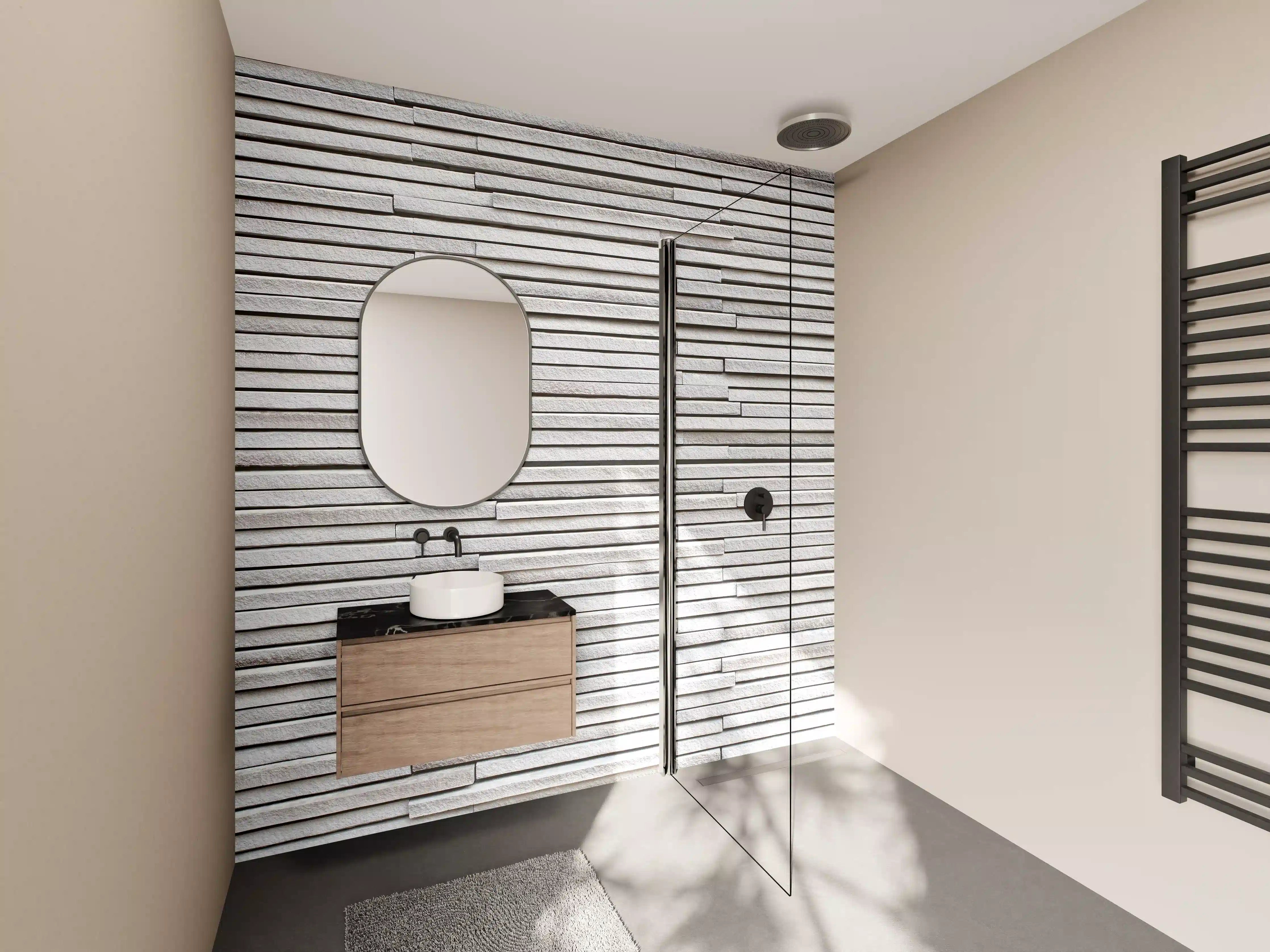 Wandverkleidung Bad - Moderne helle Steinwand