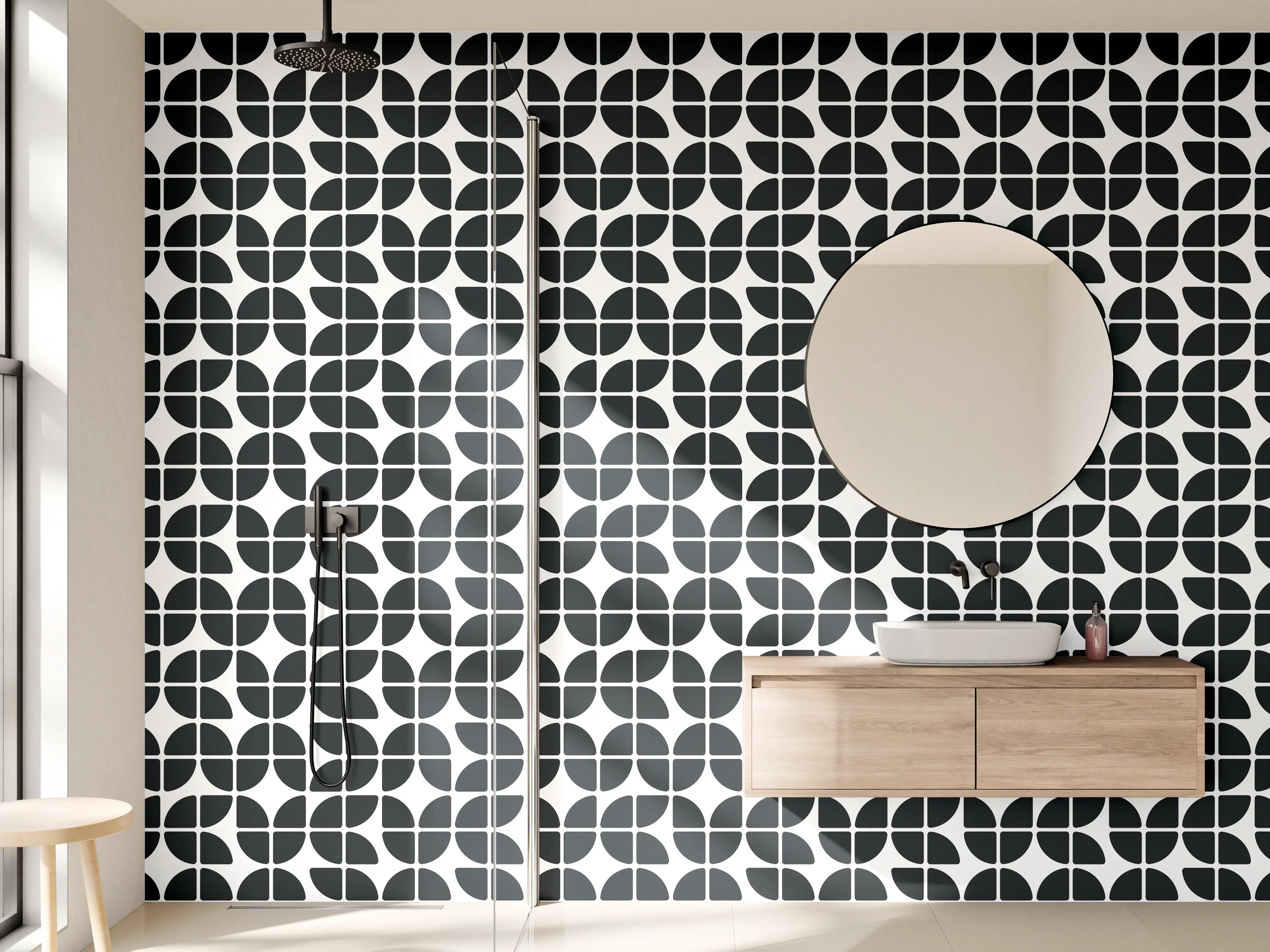 Wandverkleidung Bad - Moderne schwarze und weiße Musterung