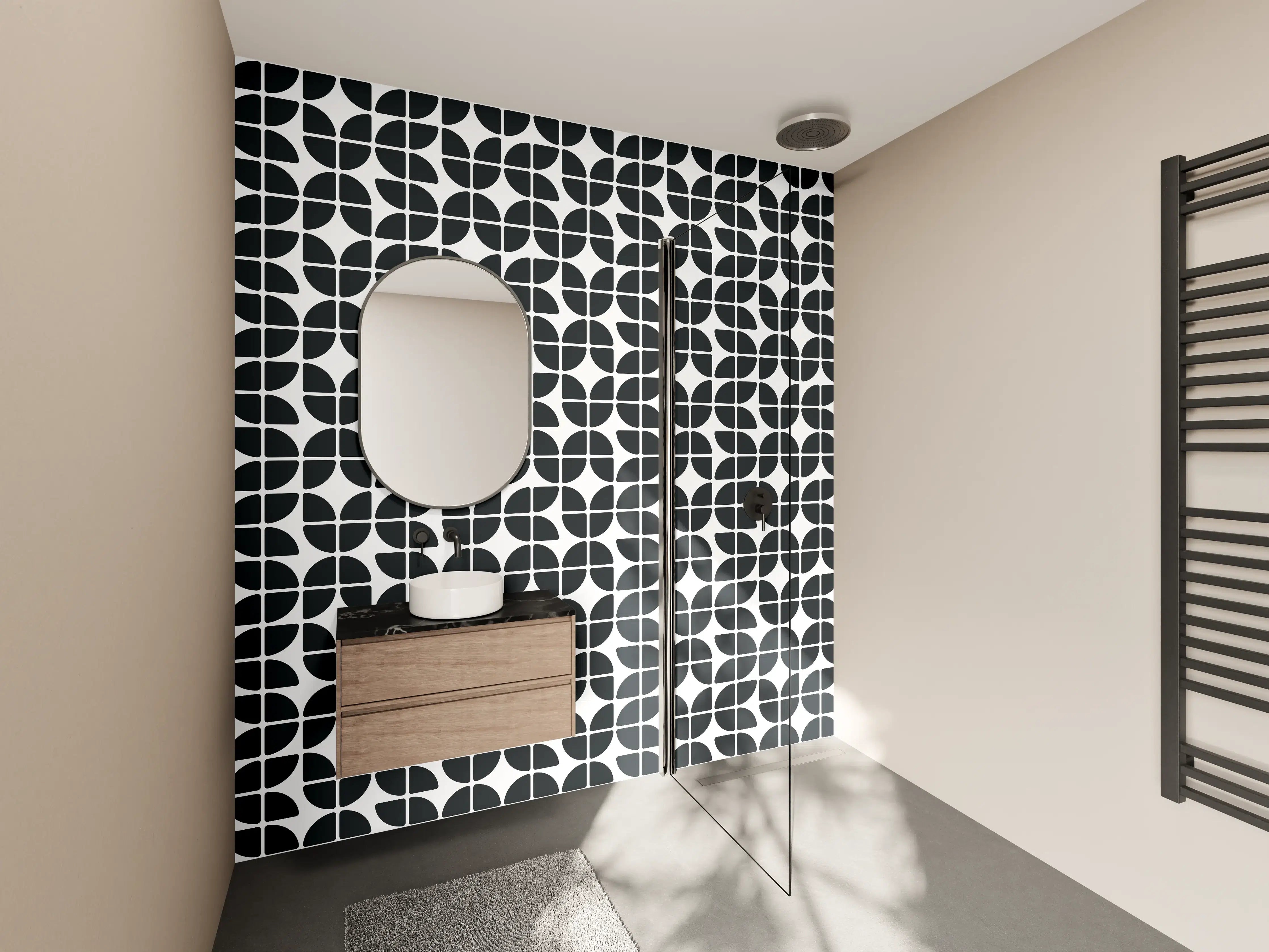 Wandverkleidung Bad - Moderne schwarze und weiße Musterung