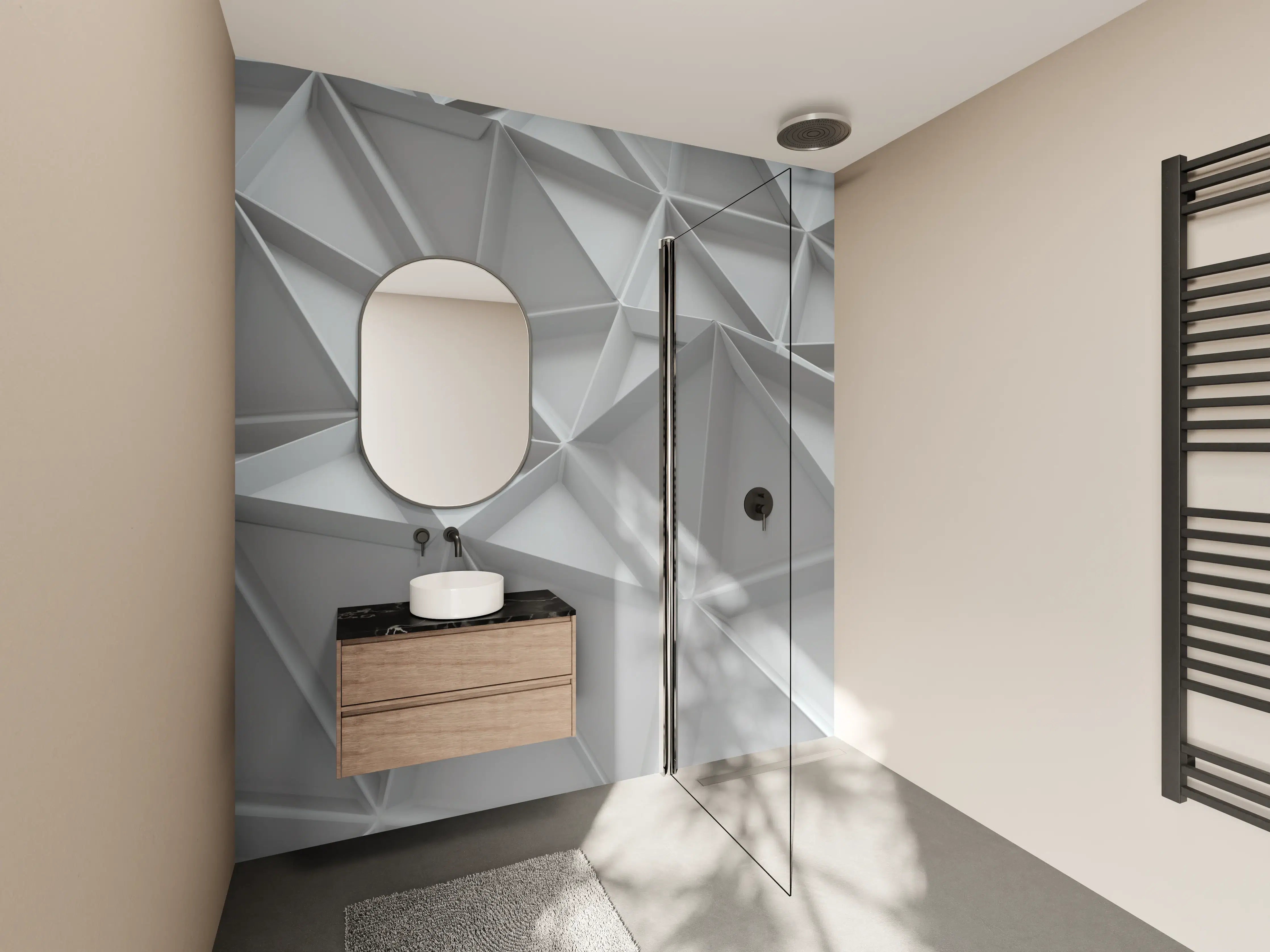 Wandverkleidung Bad - Moderne weiße 3D Wandgestaltung