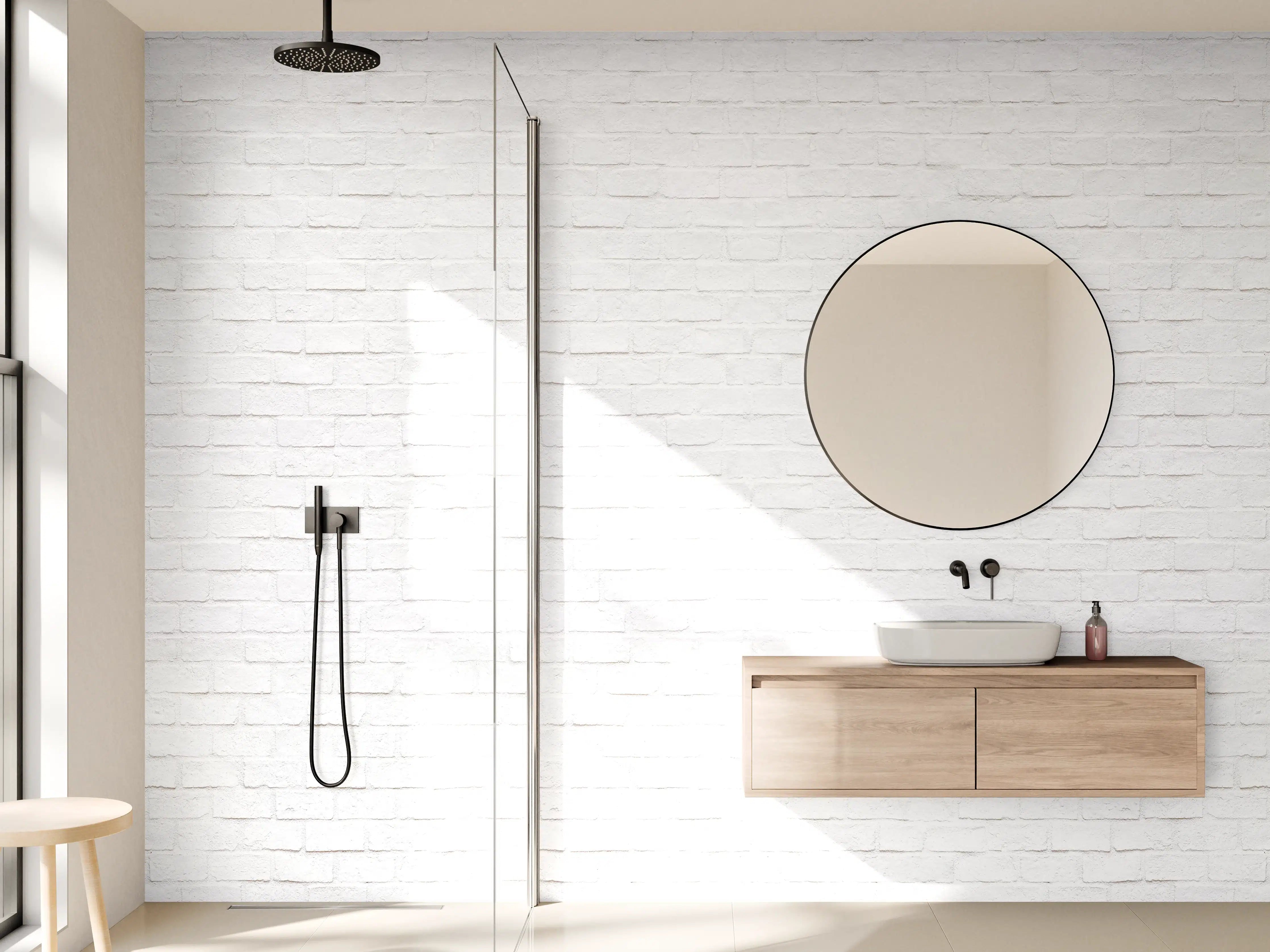 Wandverkleidung Bad - Moderne weiße Backsteinmauer 1