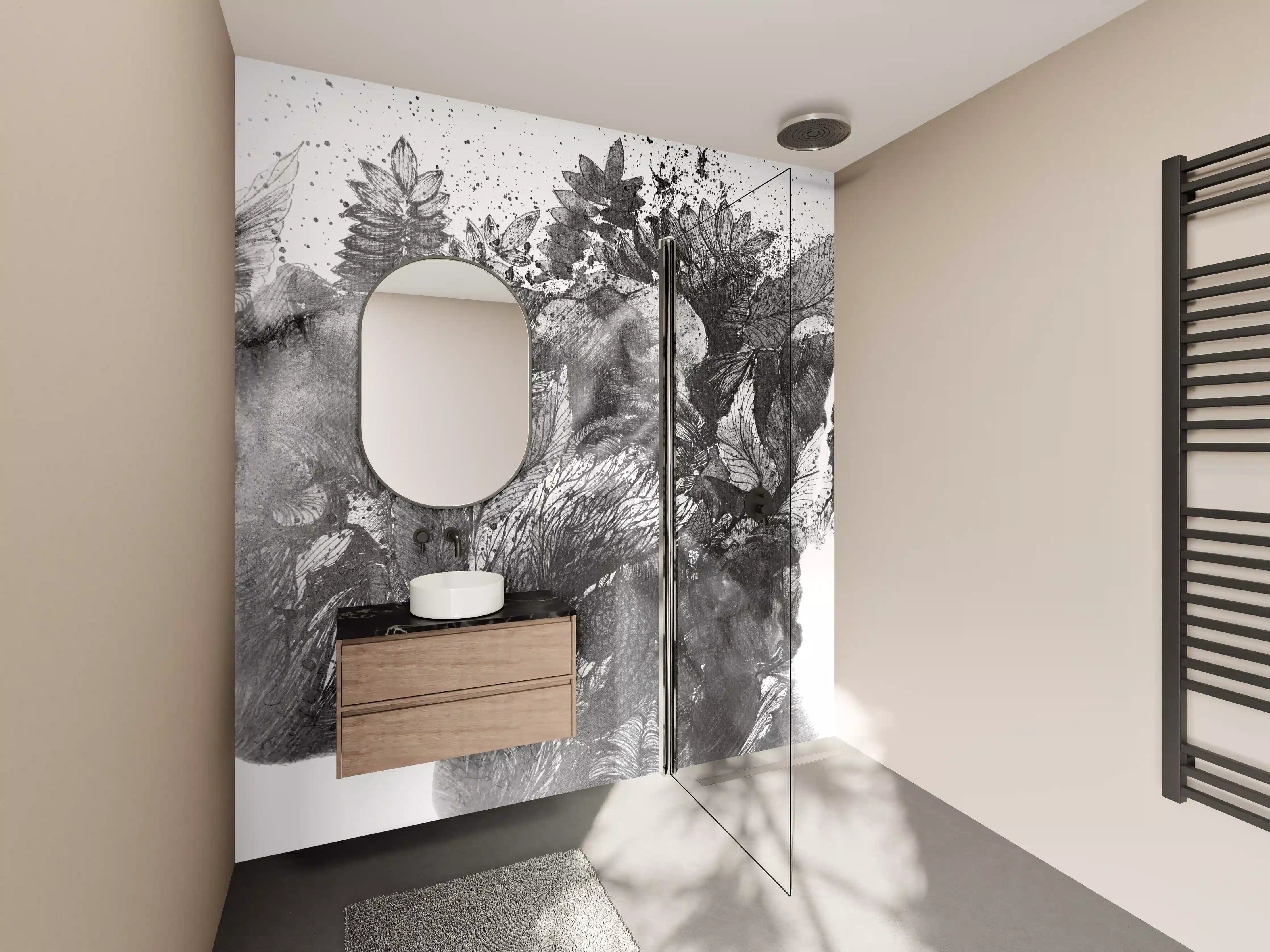 Wandverkleidung Bad - Modernes Portrait in schwarz - weiß