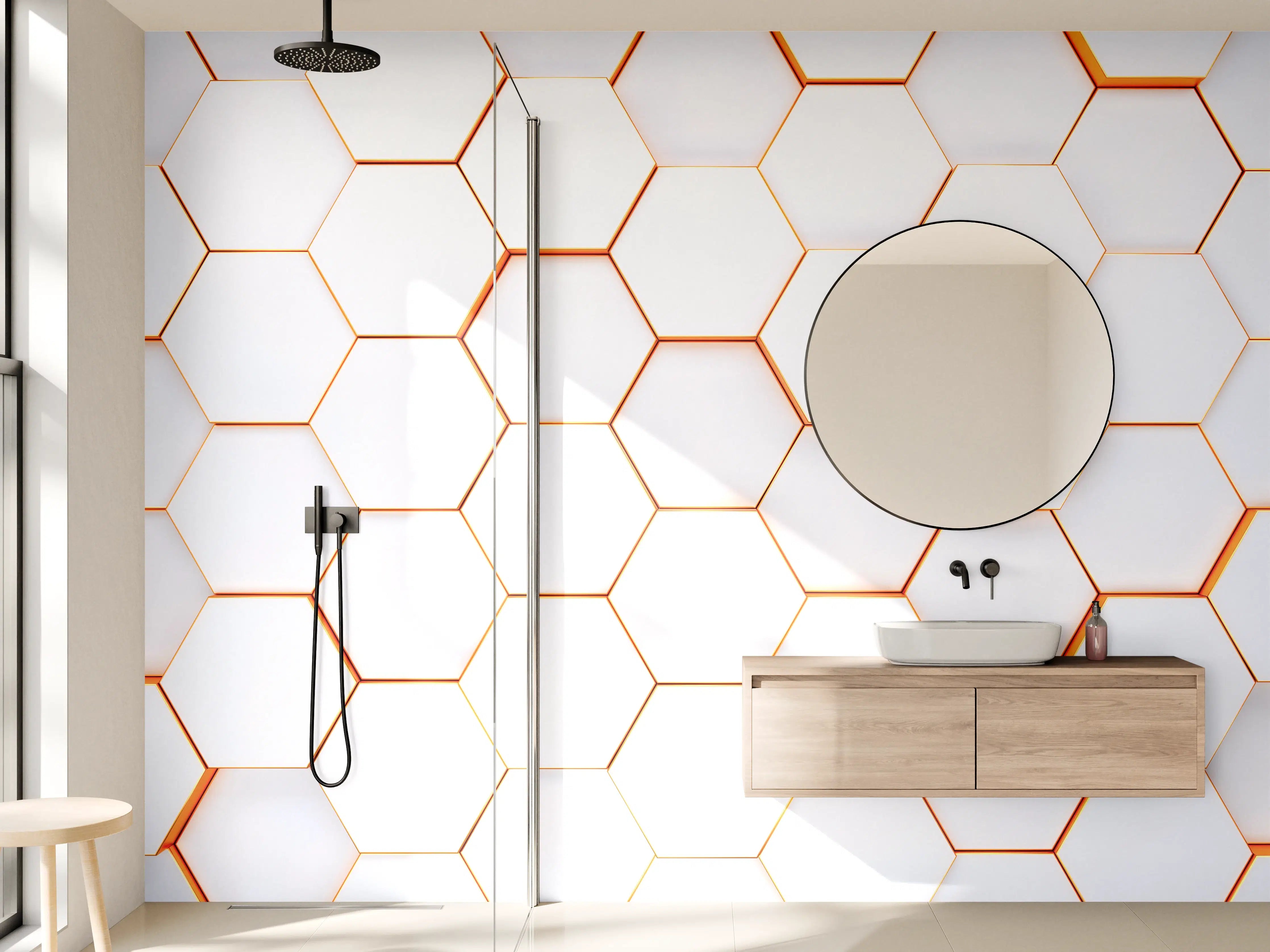 Wandverkleidung Bad - Modernes sechseckiges Hintergrundmuster